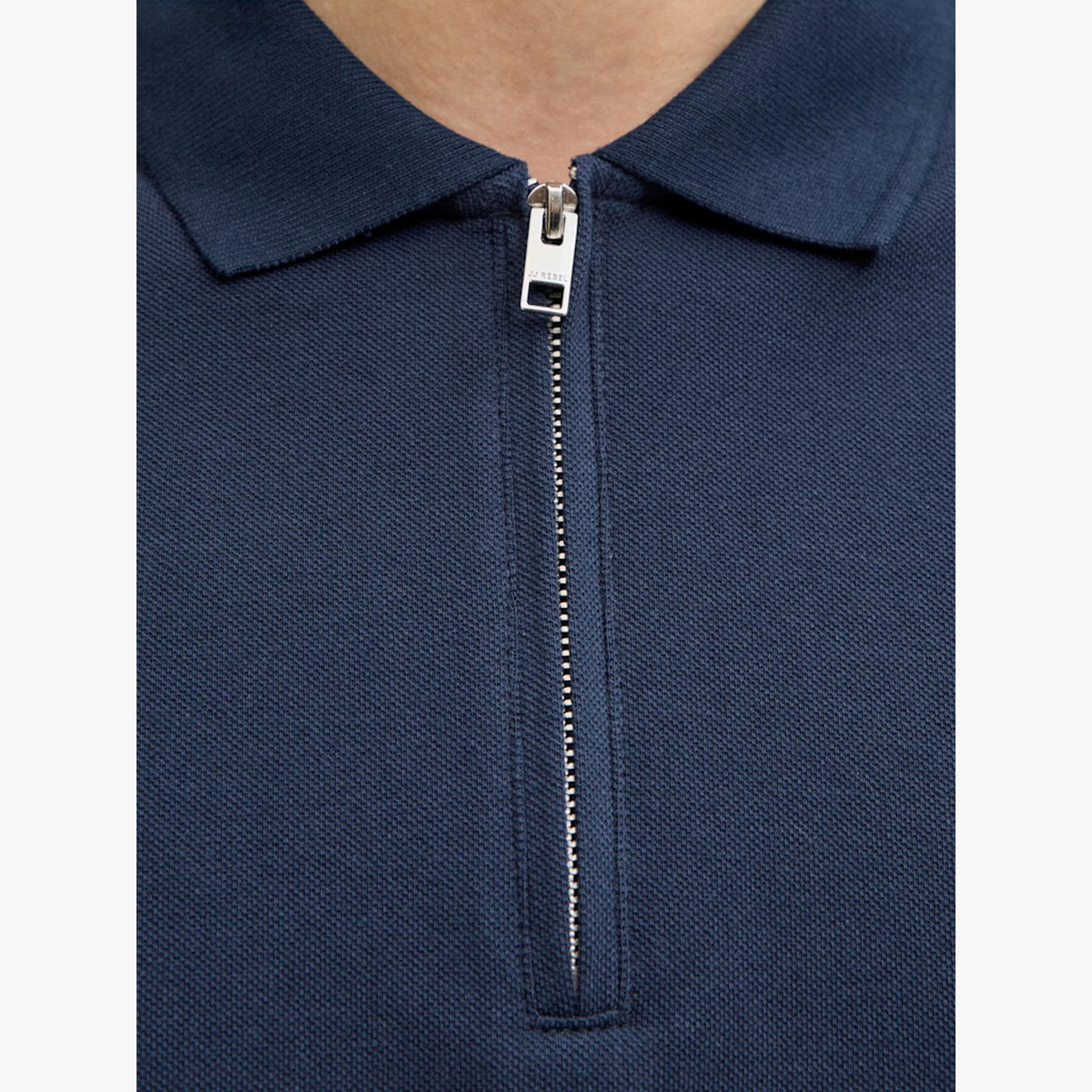 REBEL Men Navy Blue Cotton Polo with Zipper-men-clothing-tshirtsandpolos-polos-image-6