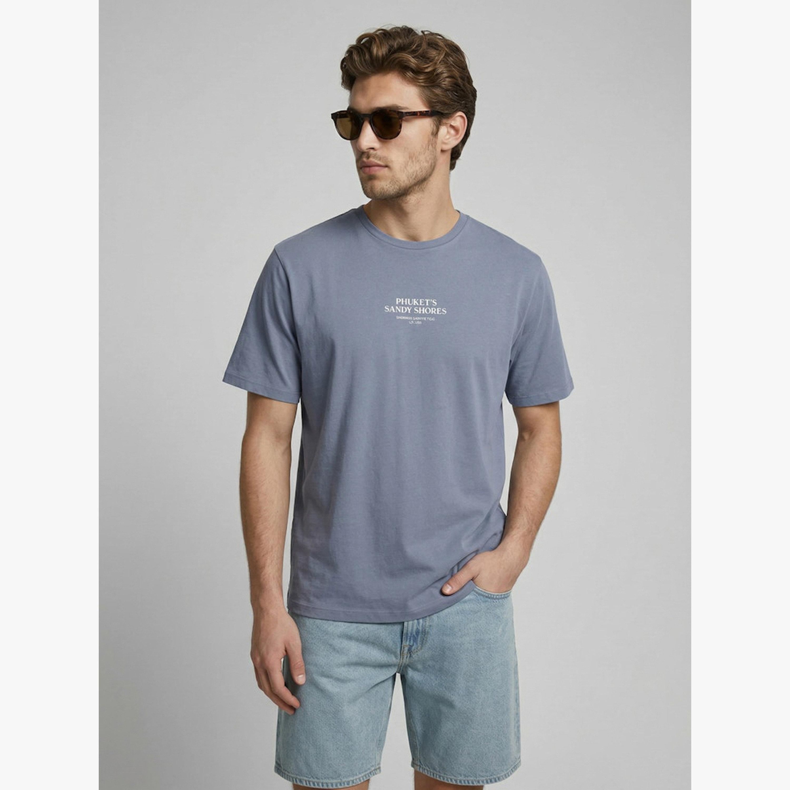 تيشيرت قطن بياقة دائرية وطبعة جرافيك-men-clothing-tshirtsandpolos-tshirts-image-1