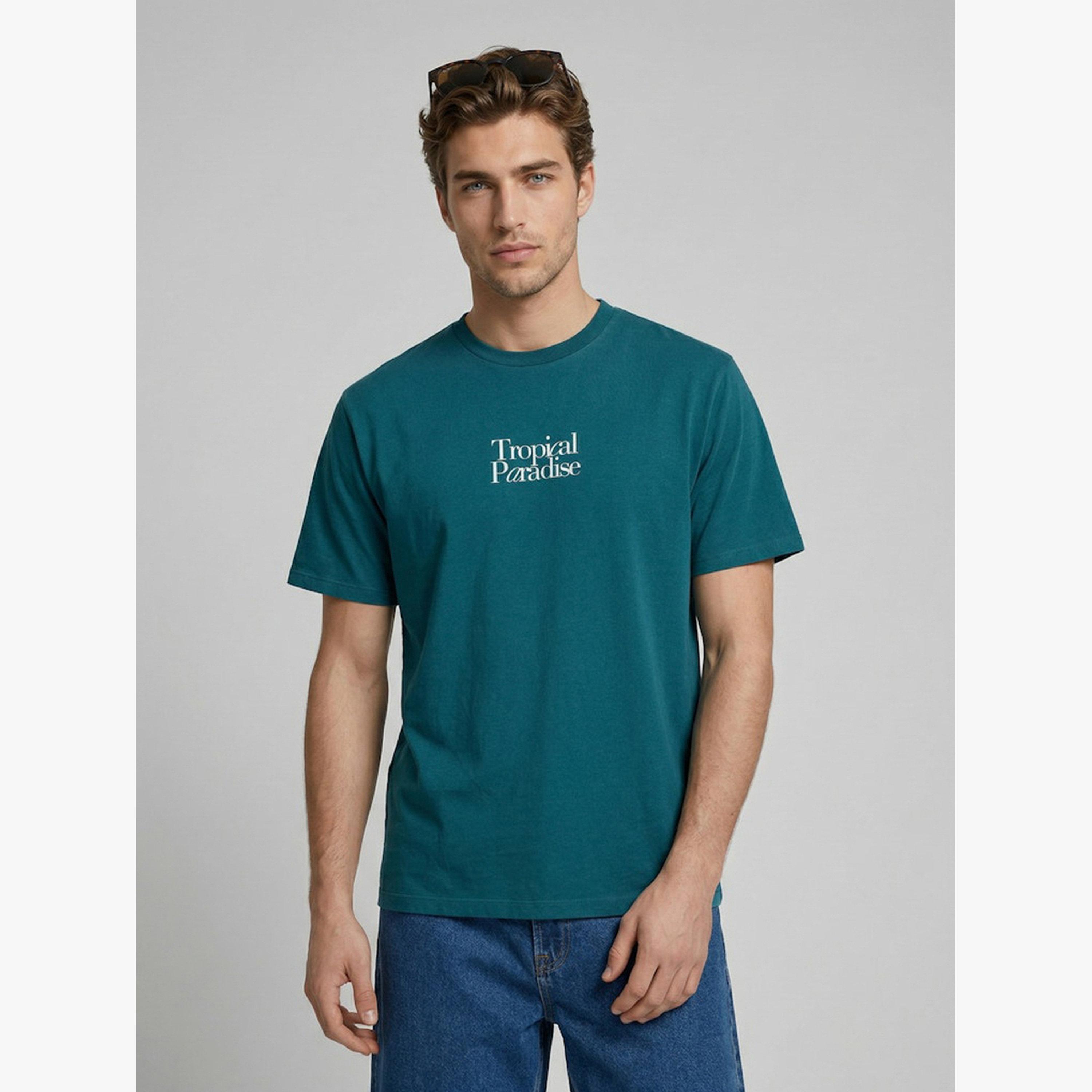 REBEL Men Green Graphic Cotton Crew Neck T-Shirt-men-clothing-tshirtsandpolos-tshirts-image-1