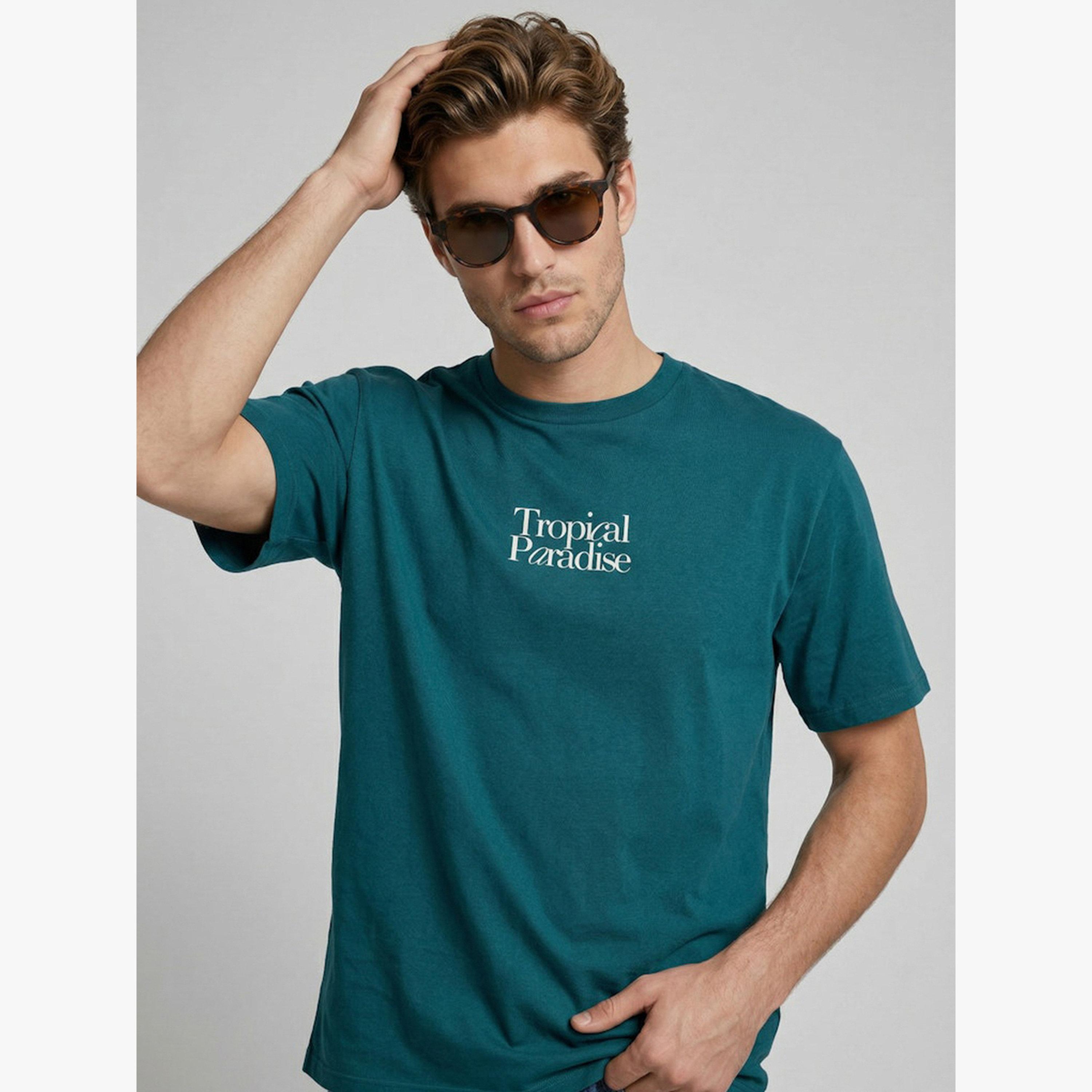 REBEL Men Green Graphic Cotton Crew Neck T-Shirt-men-clothing-tshirtsandpolos-tshirts-image-3