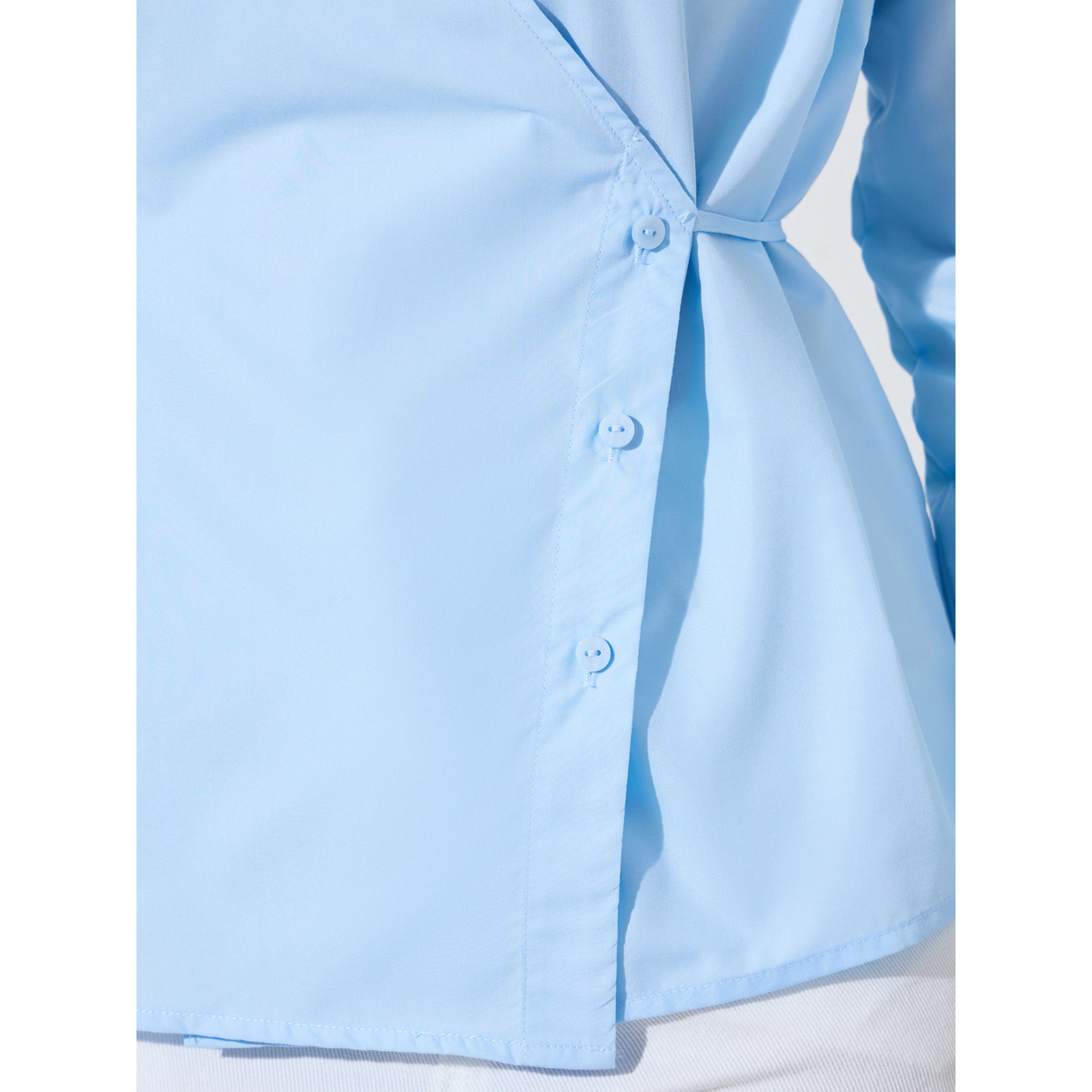بلوزة بيبلوم بياقة ورباط على الخصر سادة باللون الأزرق الفاتح-women-clothing-shirtsandblouses-blouses-image-5