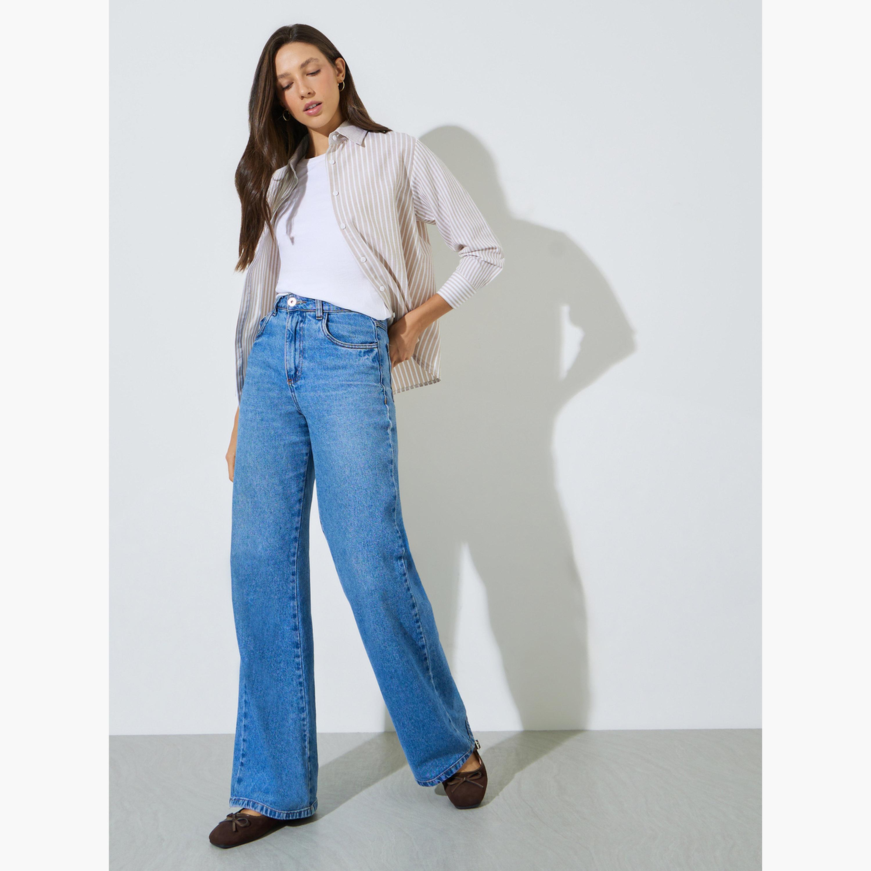 ستايلي - قميص بيج مخطط بأكمام طويلة-women-clothing-shirtsandblouses-shirts-image-2