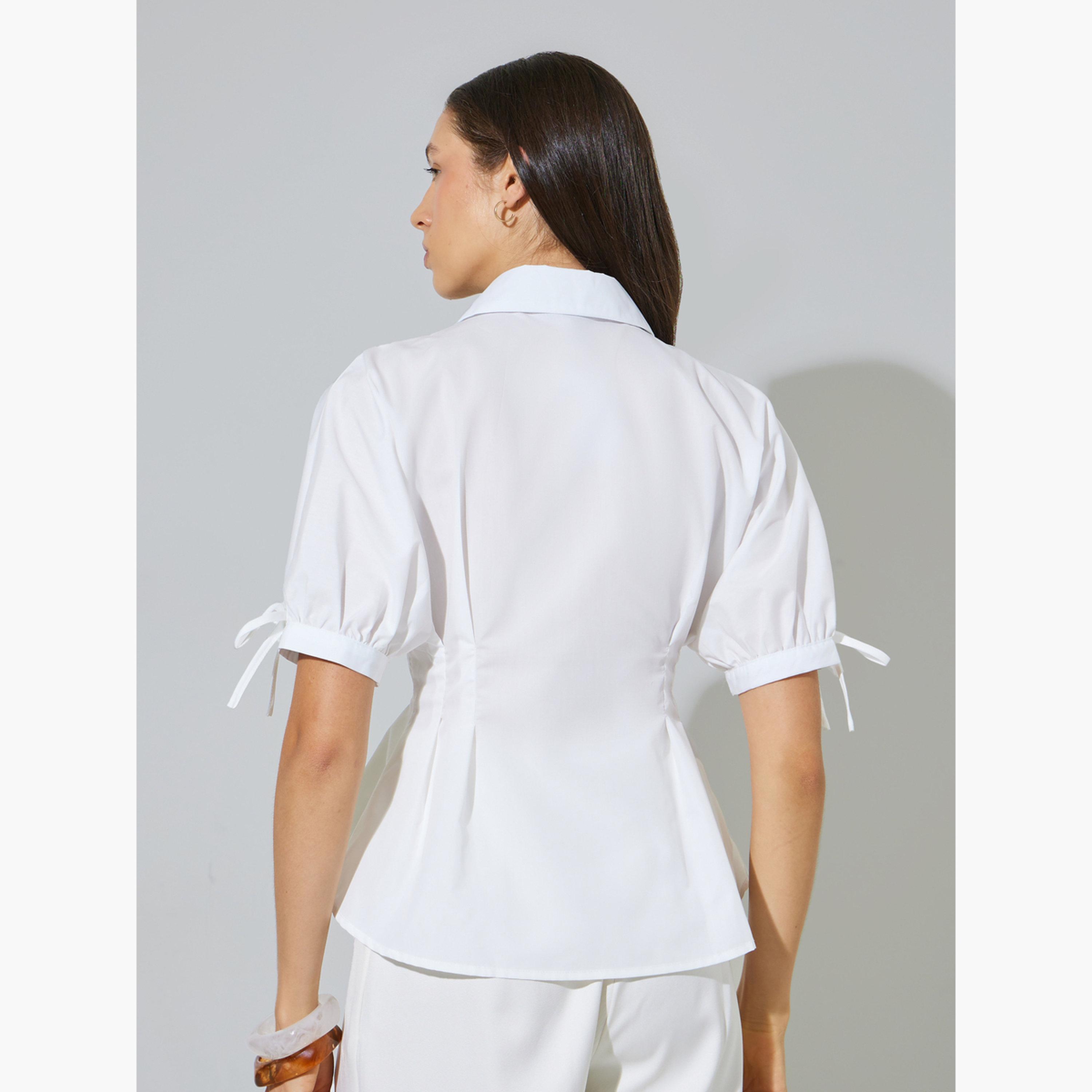 ستايلي - قميص أبيض تصميم بيبلوم مع ربطة عنق-women-clothing-shirtsandblouses-blouses-image-4