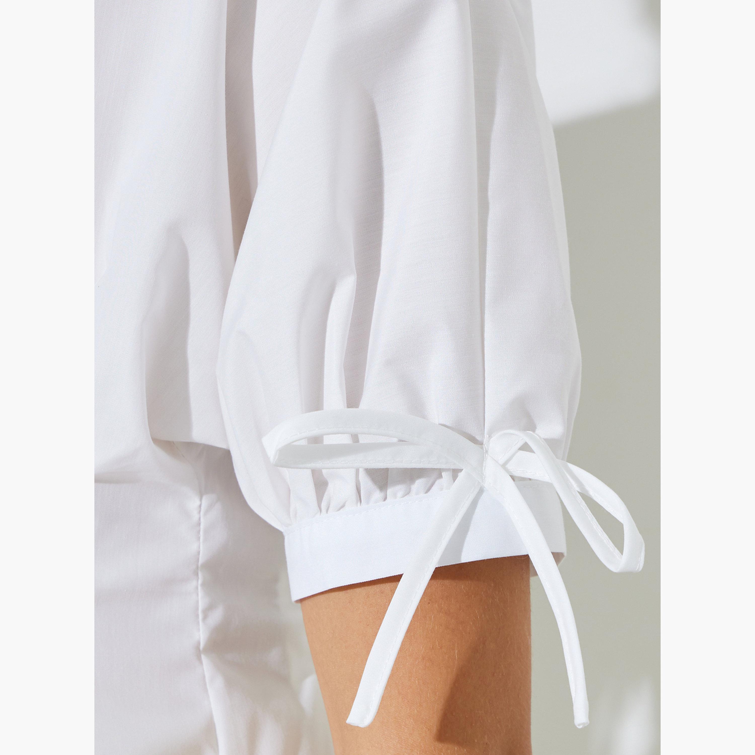 ستايلي - قميص أبيض تصميم بيبلوم مع ربطة عنق-women-clothing-shirtsandblouses-blouses-image-5