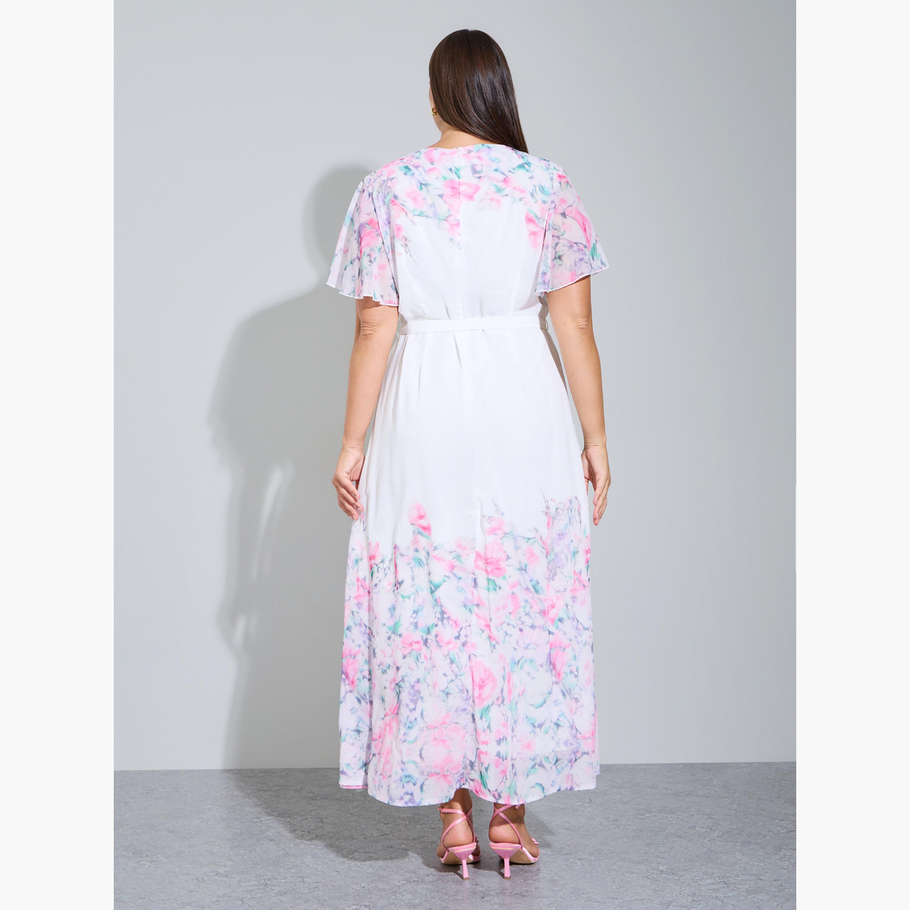 فستان طويل بحافة واسعة ومطبع بالزهور بمقاس كبير-women-clothing-dresses-image-4