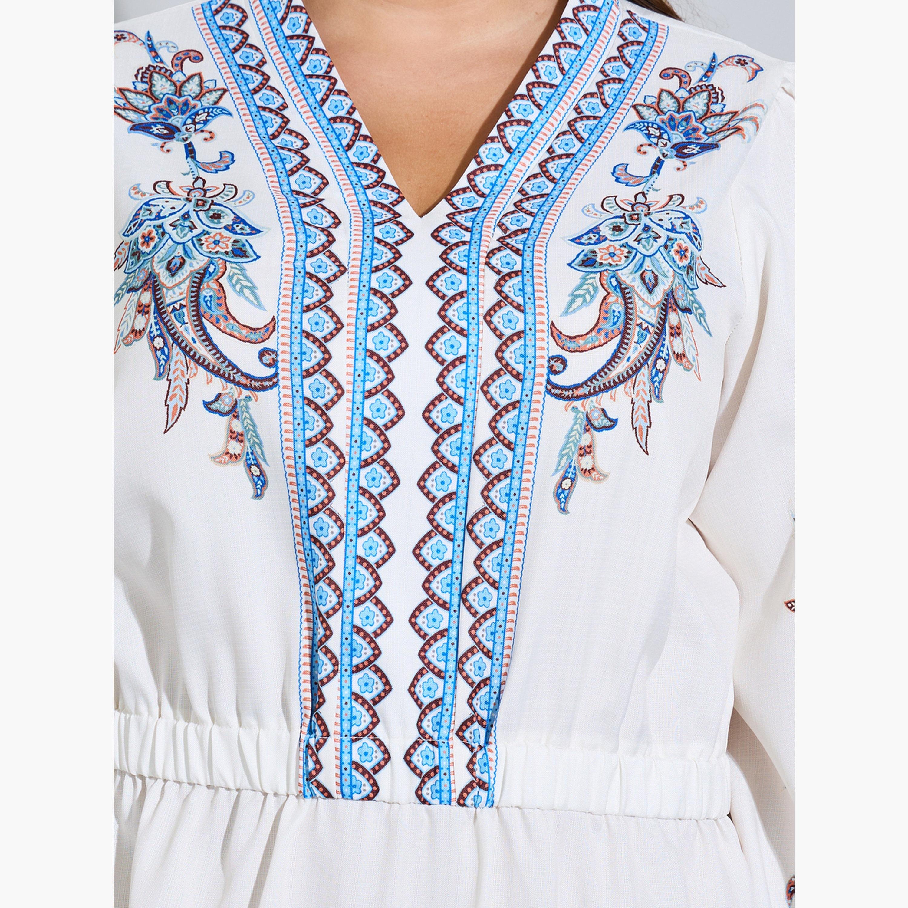 Styli Plus Size White Placement Print A-Line Maxi Dress-women-clothing-dresses-image-4