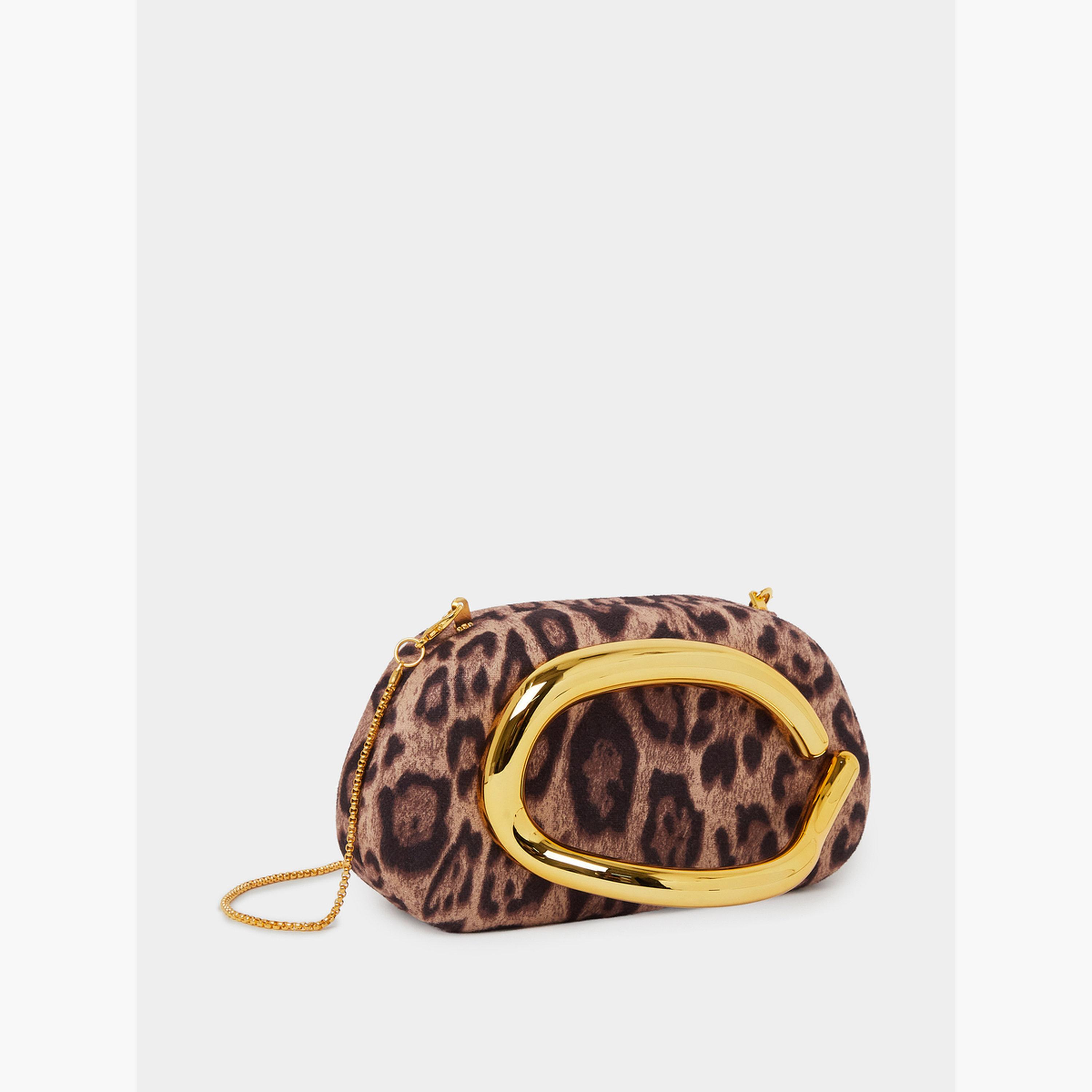 Styli Brown Animal Print Clutch with Metal Trim-women-bagsandwallets-handbags-image-1