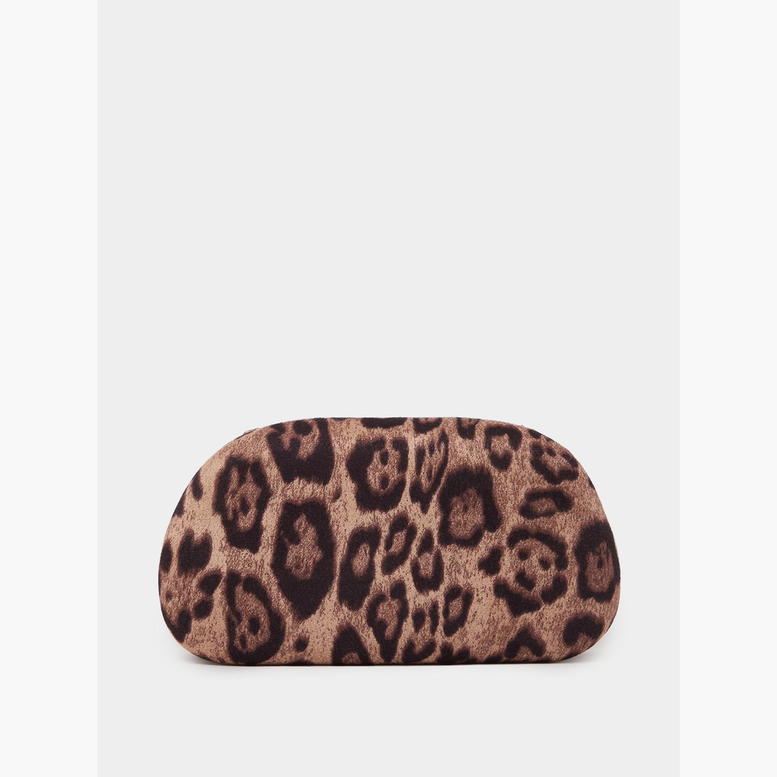 Styli Brown Animal Print Clutch with Metal Trim-women-bagsandwallets-handbags-image-2