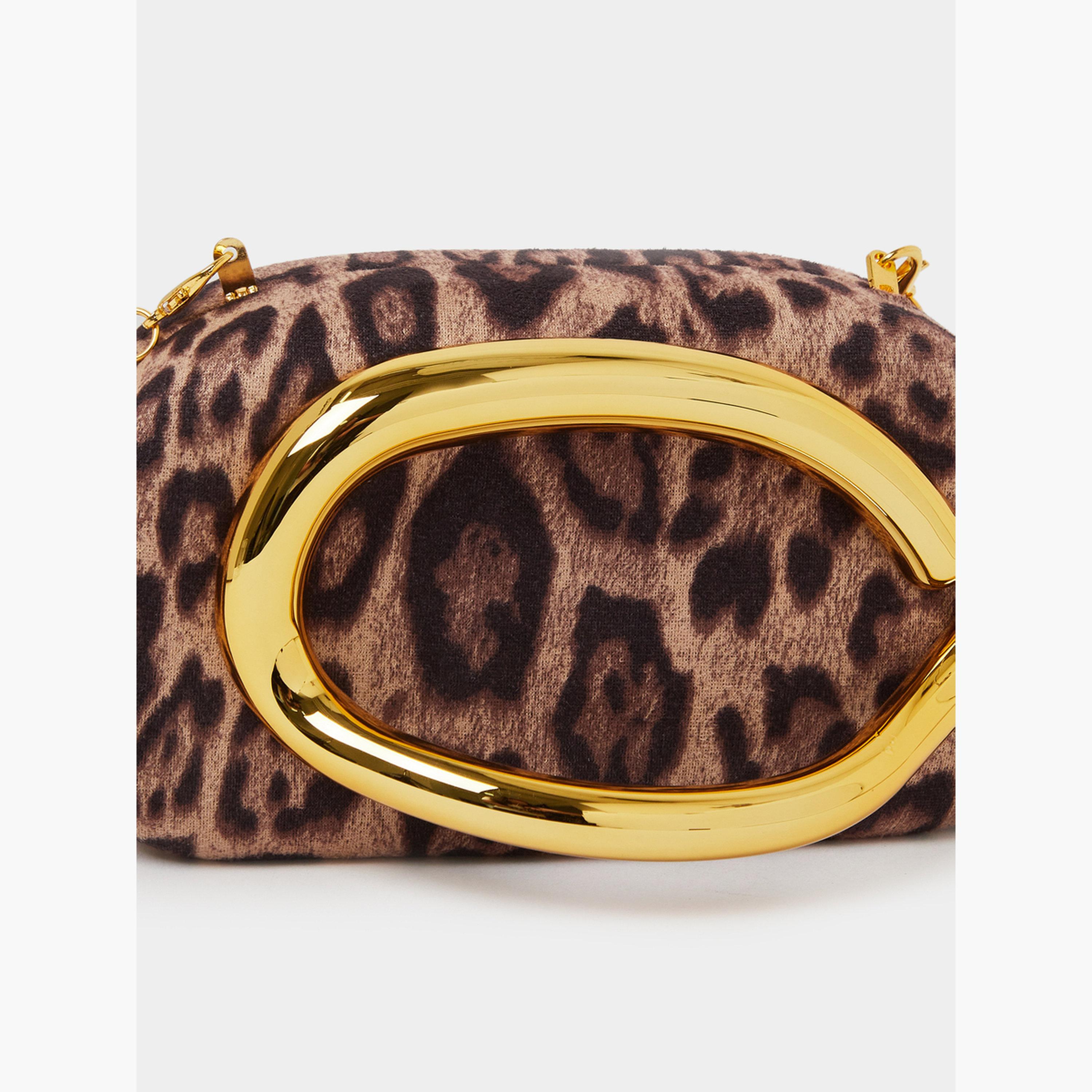 Styli Brown Animal Print Clutch with Metal Trim-women-bagsandwallets-handbags-image-3
