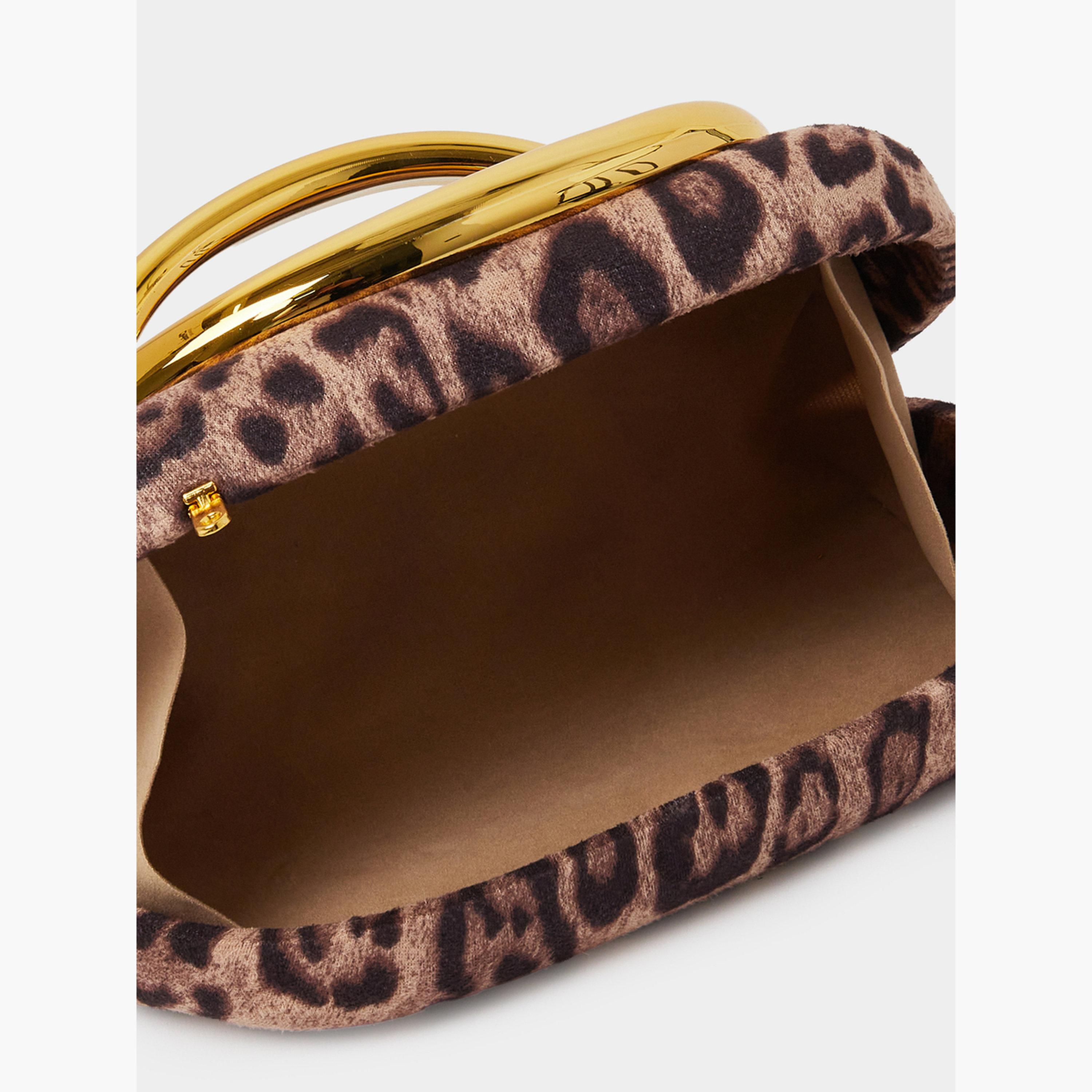 Styli Brown Animal Print Clutch with Metal Trim-women-bagsandwallets-handbags-image-4