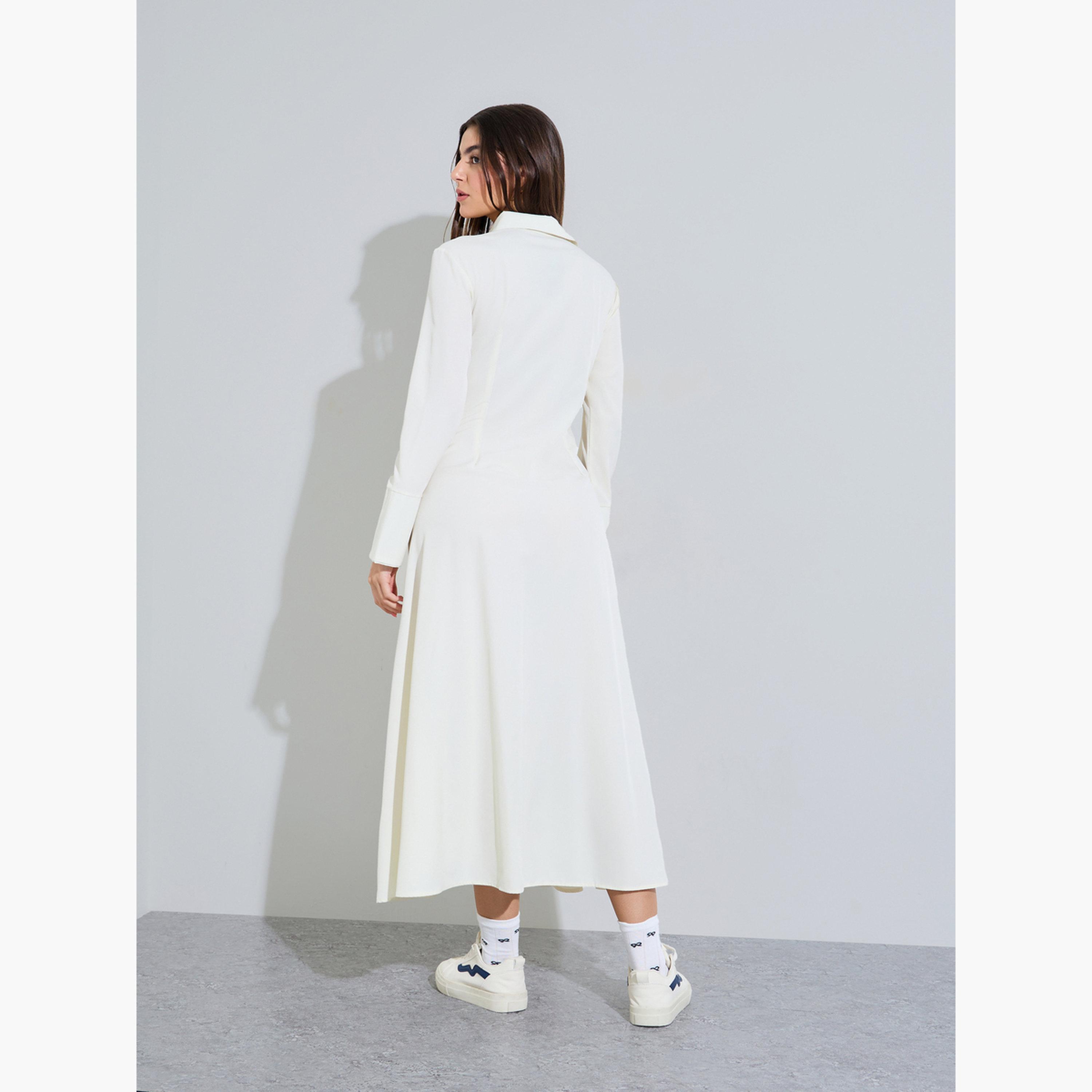 Styli Off White Button-Down Shirt Maxi Dress-women-clothing-dresses-image-4