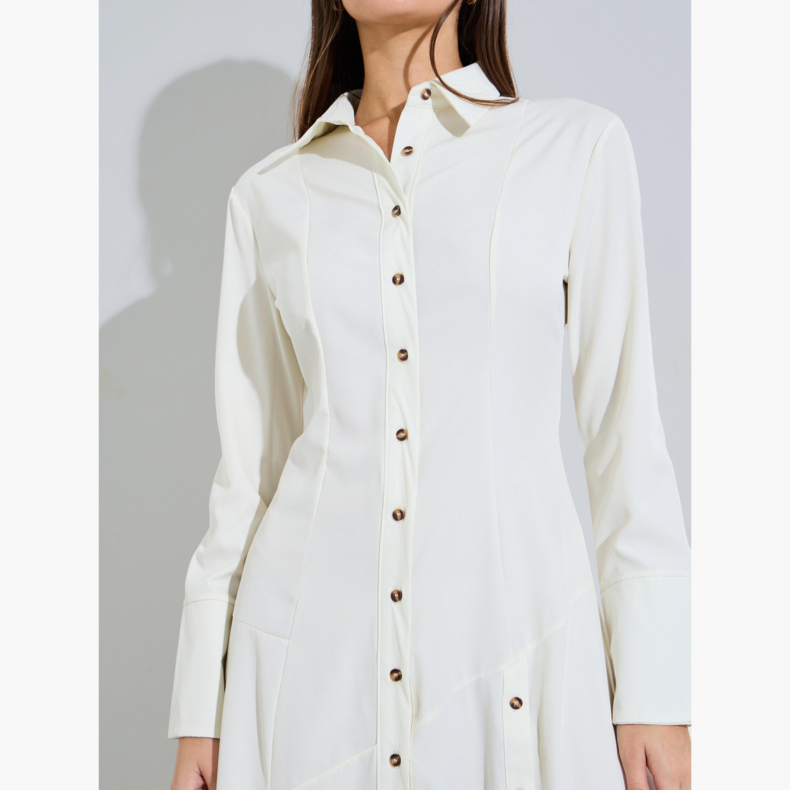 Styli Off White Button-Down Shirt Maxi Dress-women-clothing-dresses-image-5