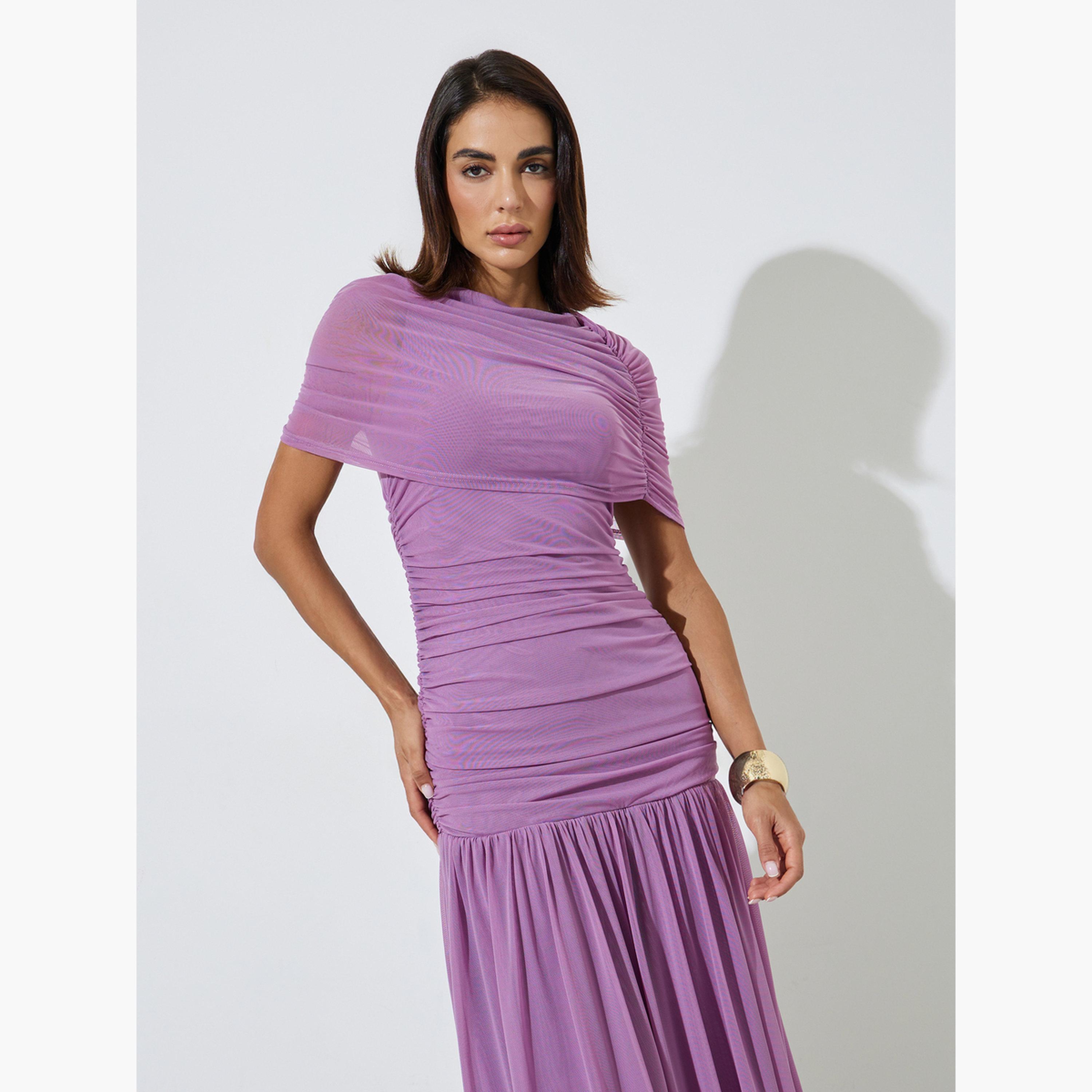 فستان طويل بحافة واسعة بخصر منخفض مع تفاصيل شبكية-women-clothing-dresses-image-2