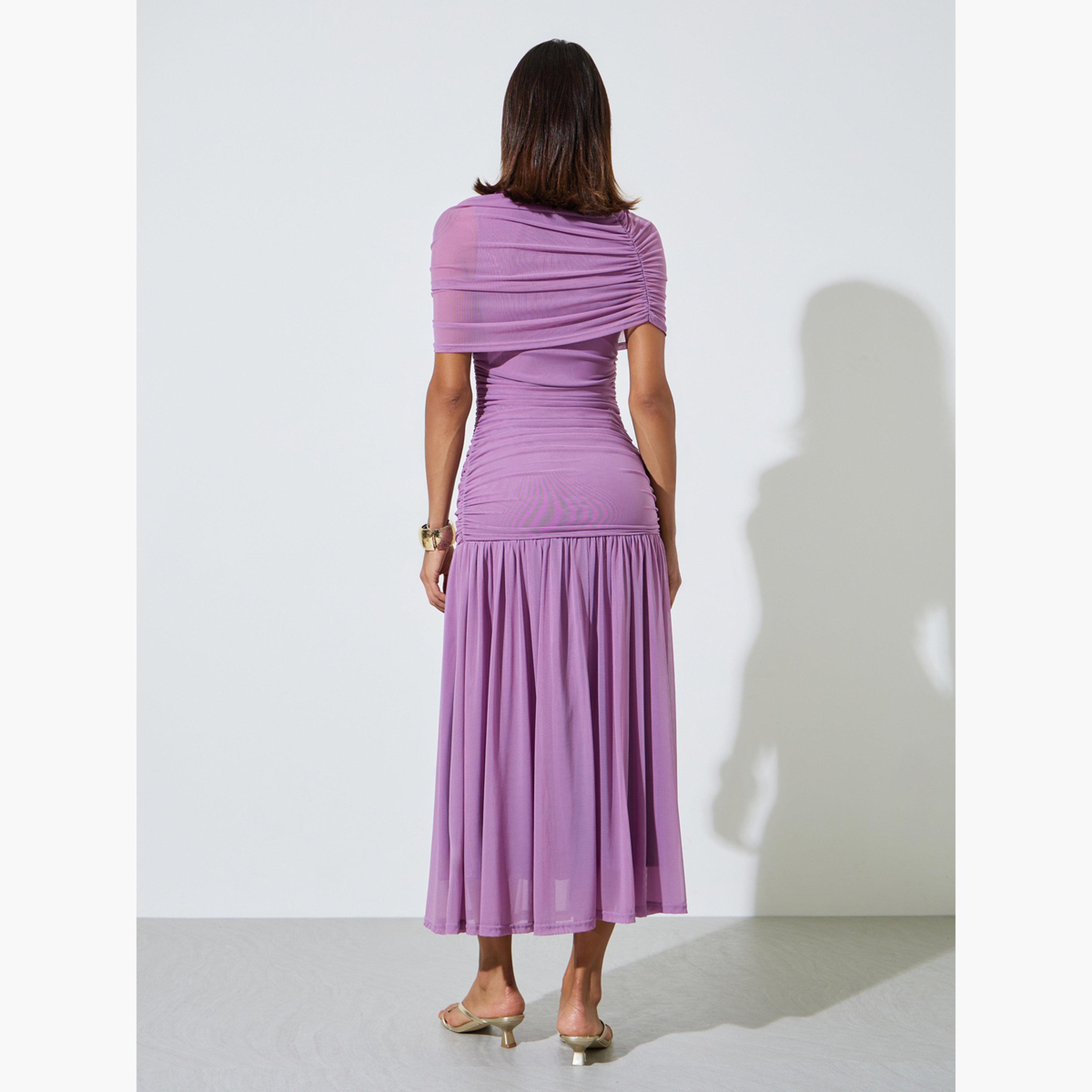 فستان طويل بحافة واسعة بخصر منخفض مع تفاصيل شبكية-women-clothing-dresses-image-5
