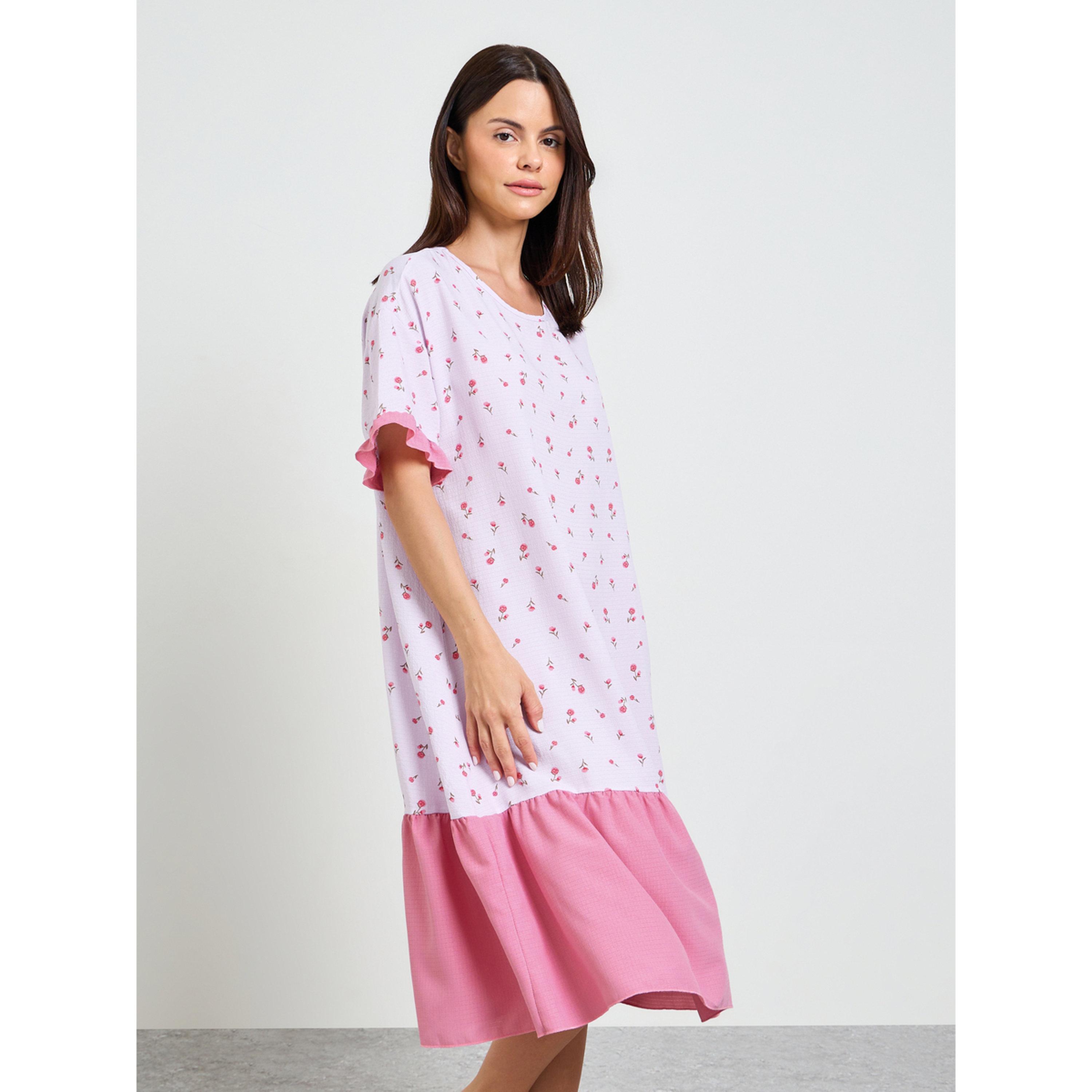 تيك تو - قميص نوم قصير الأكمام طبعة زهور-women-clothing-nightwear-nighties-image-2