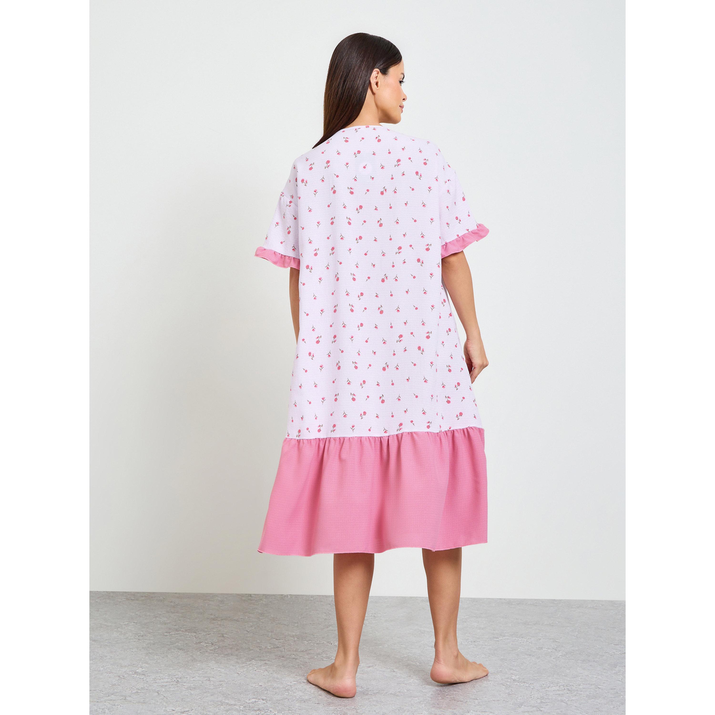 تيك تو - قميص نوم قصير الأكمام طبعة زهور-women-clothing-nightwear-nighties-image-3