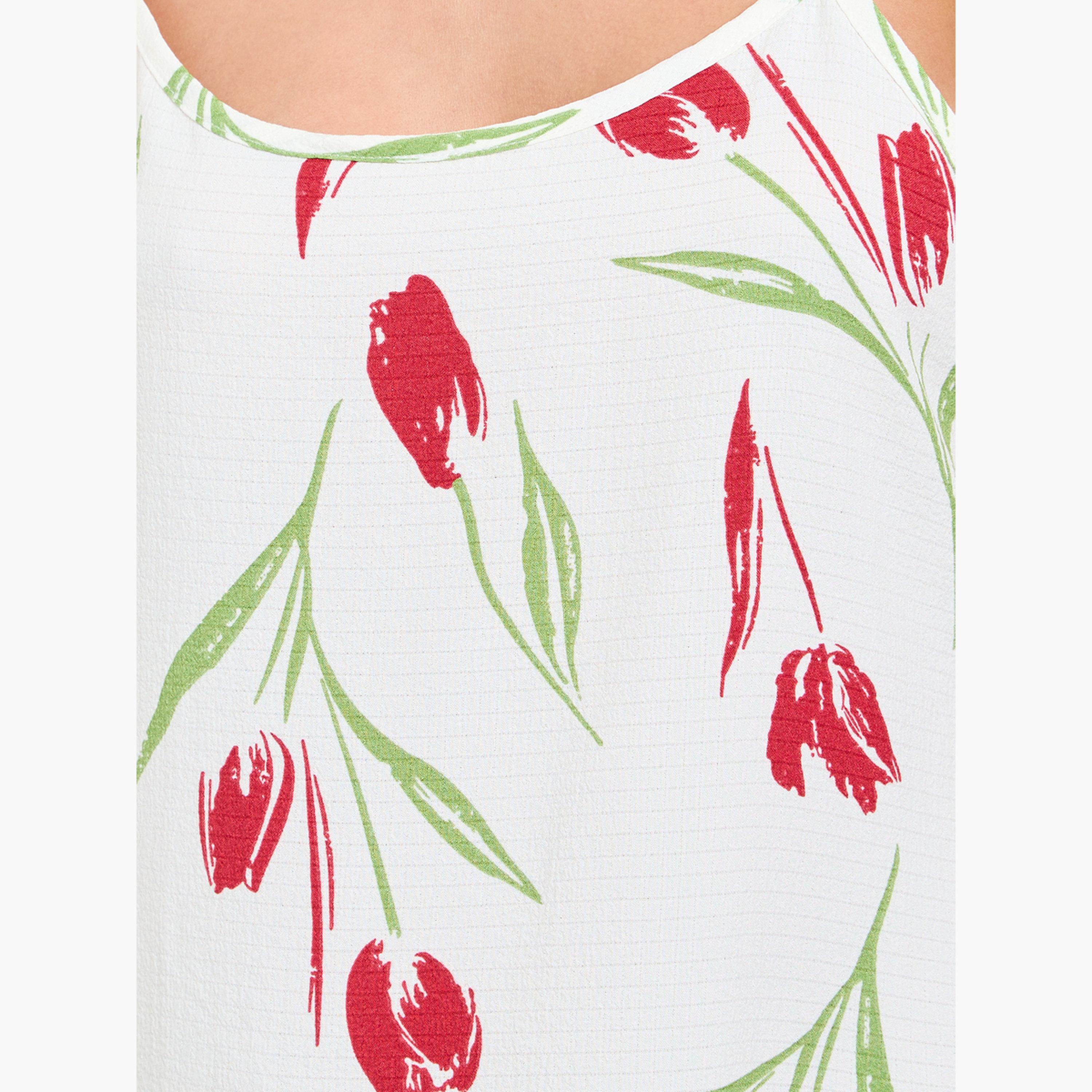 قميص نوم بأشرطة وطبعة زهور التوليب-women-clothing-nightwear-nighties-image-4