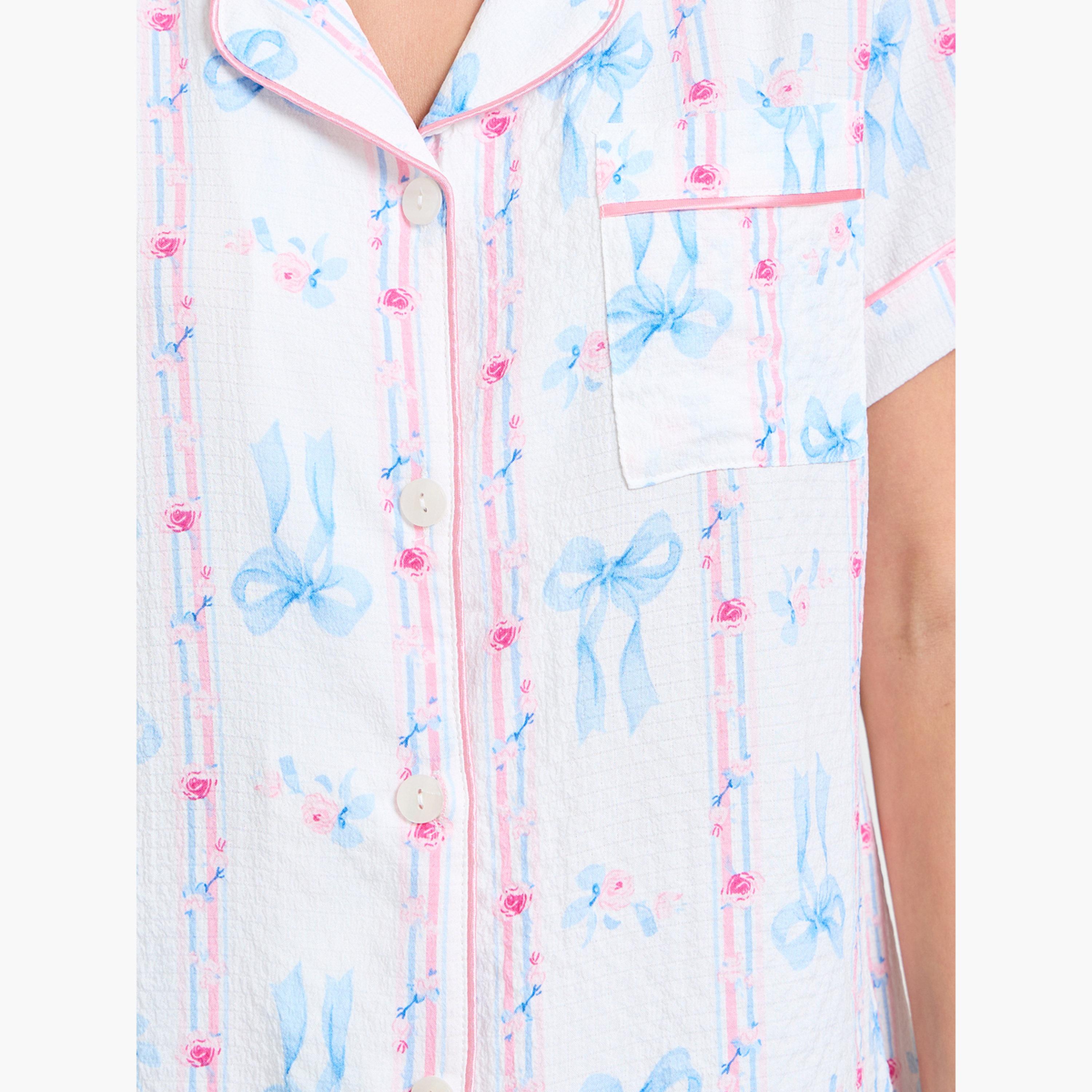 طقم بيجاما من بنطال وقميص بطبعة عقدة-women-clothing-nightwear-pyjamas-longsets-image-5