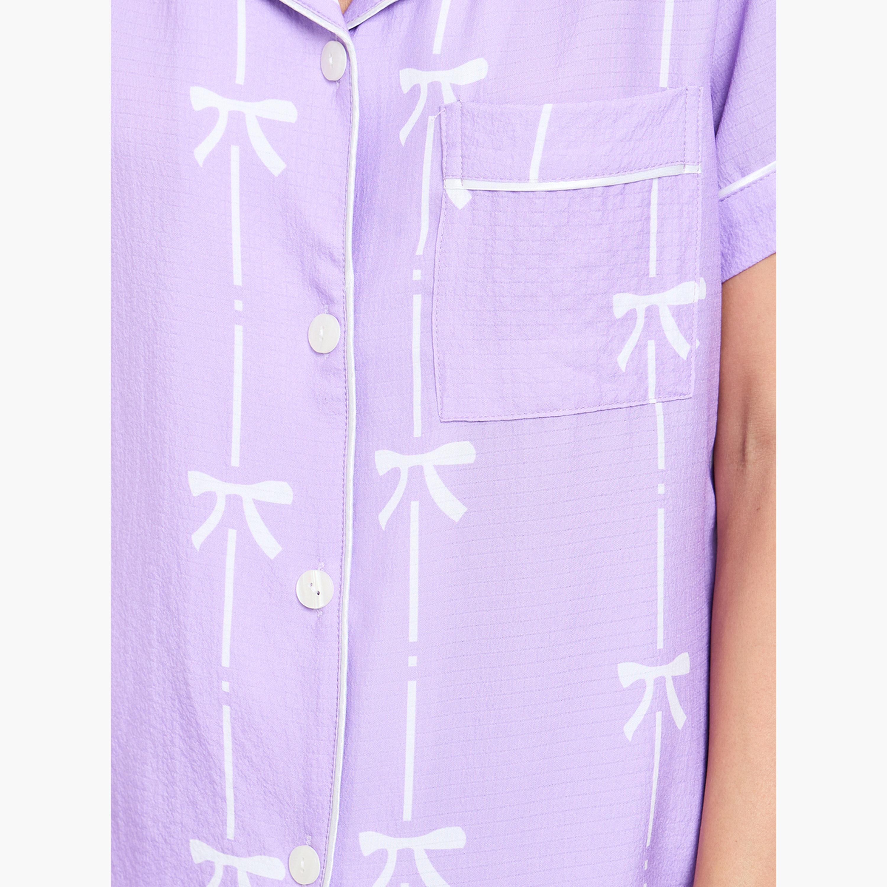 طقم بيجاما من بنطال وقميص بطبعة عقدة-women-clothing-nightwear-pyjamas-longsets-image-5