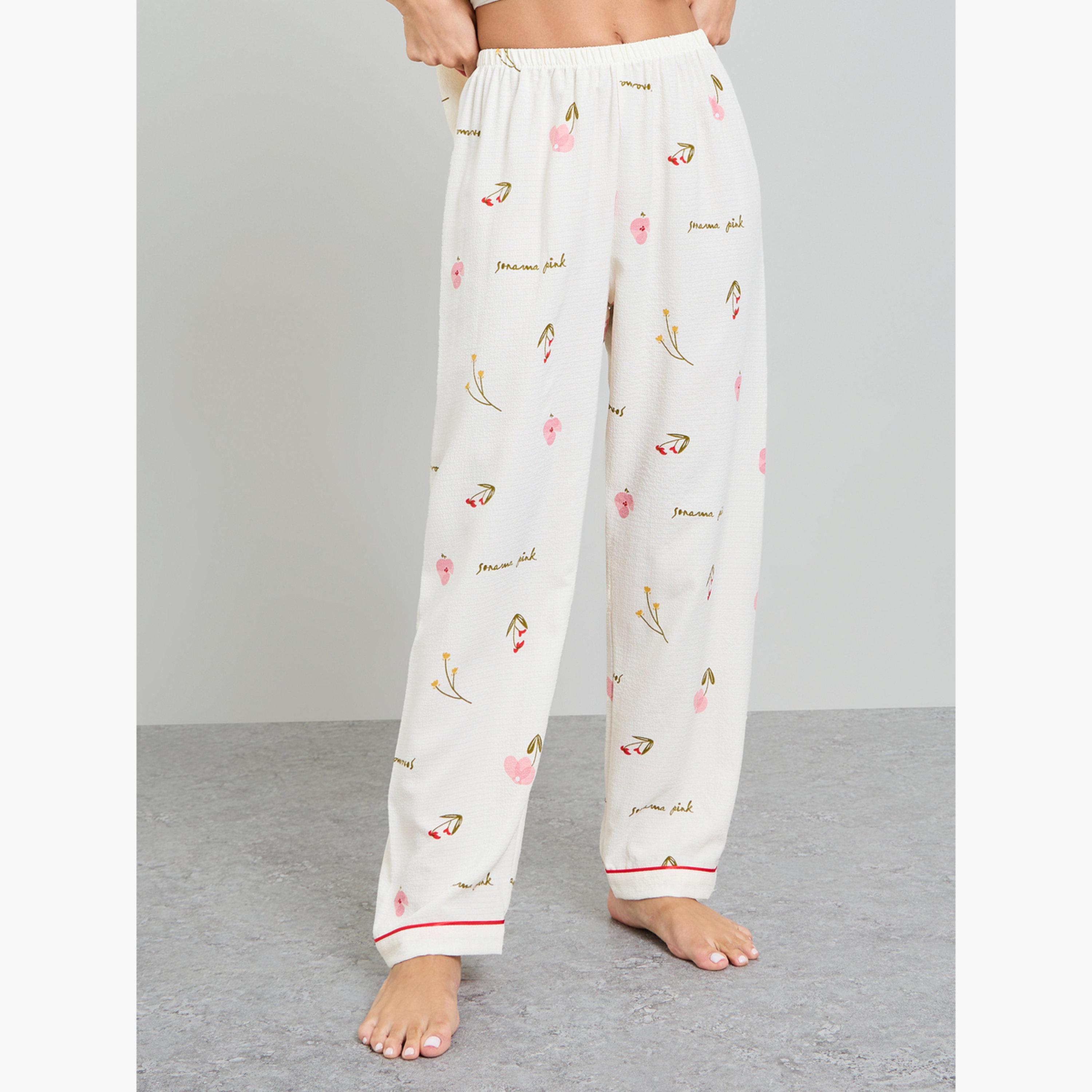 طقم بيجاما من بنطال وقميص بنقشة الزهور-women-clothing-nightwear-pyjamas-longsets-image-5