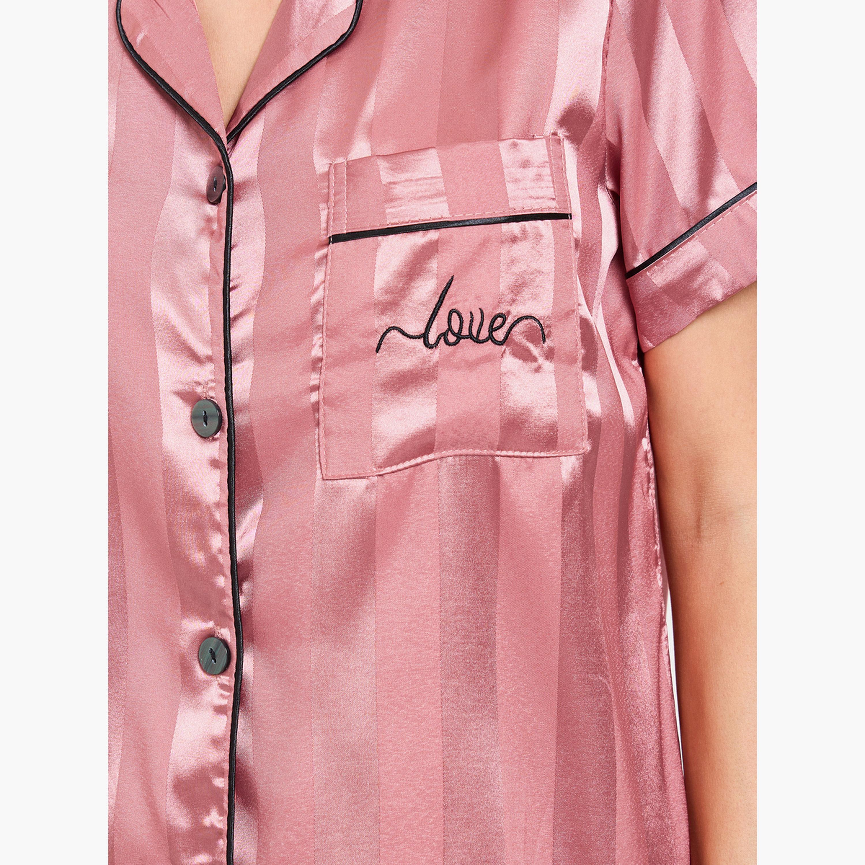 طقم بيجاما من بنطال وقميص بنمط خطوط-women-clothing-nightwear-pyjamas-longsets-image-6