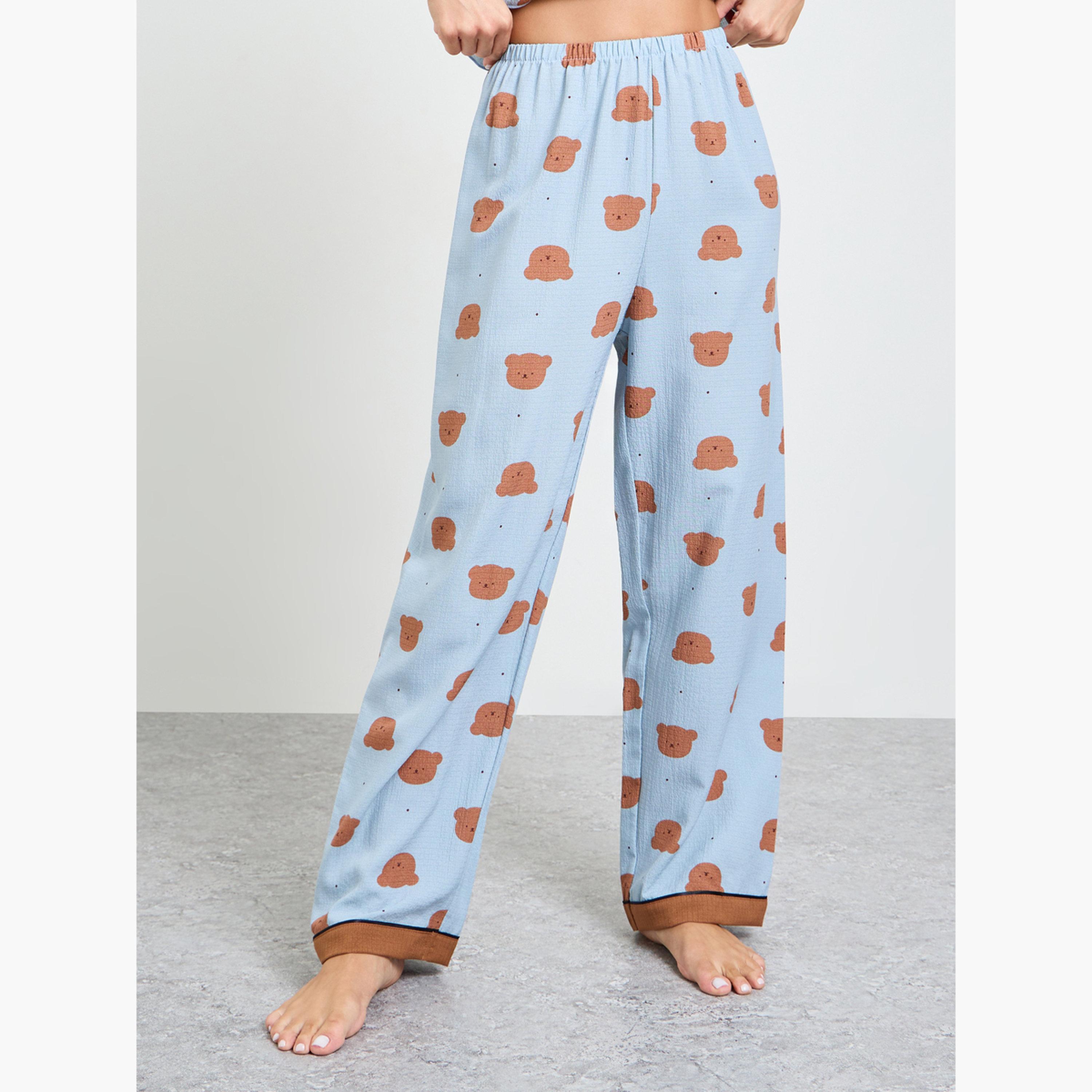 Take Two Blue Teddy Print Cami and Pyjama Set-women-clothing-nightwear-pyjamas-longsets-image-5