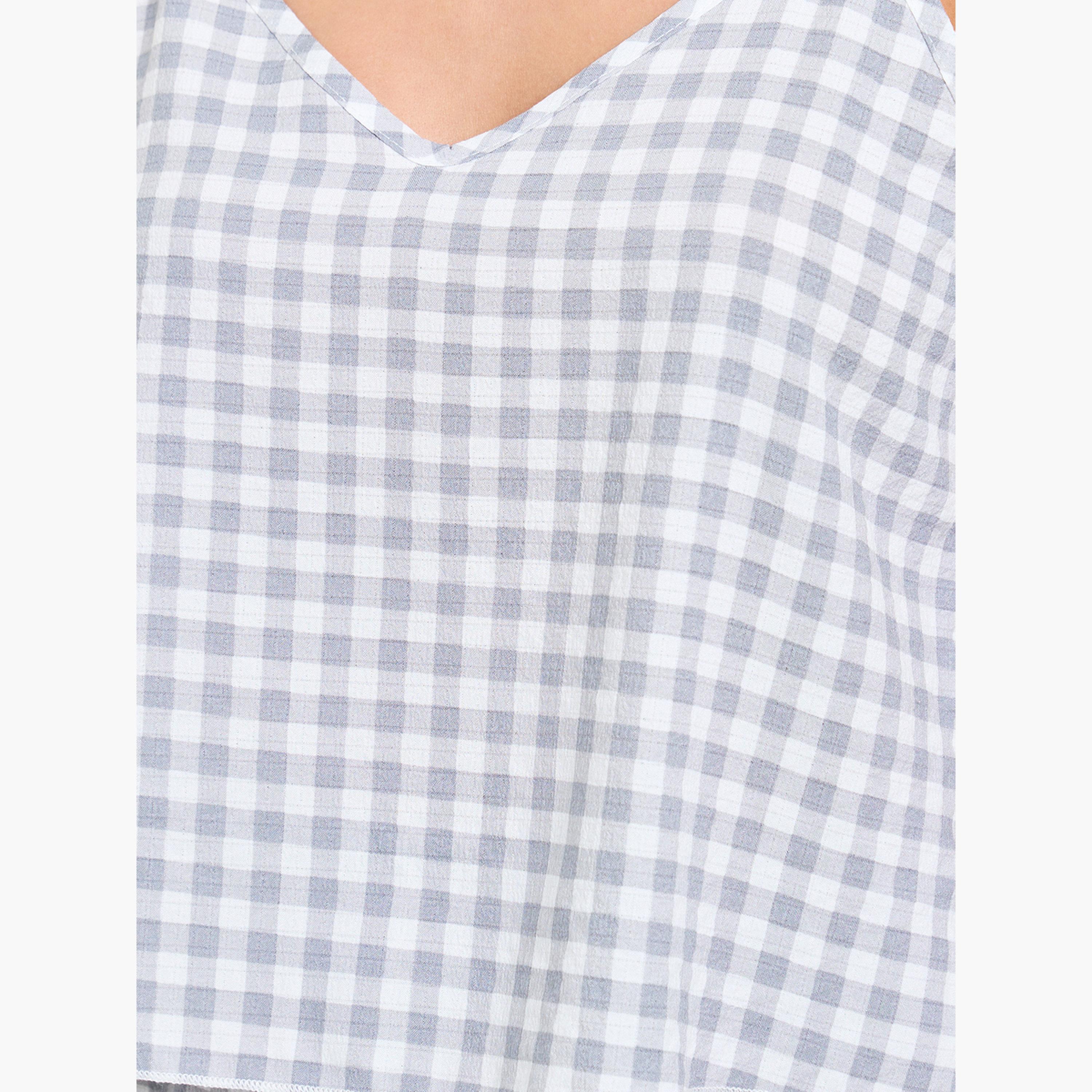 Take Two Grey Gingham Checked Cami and Pyjama Set-women-clothing-nightwear-pyjamas-longsets-image-5
