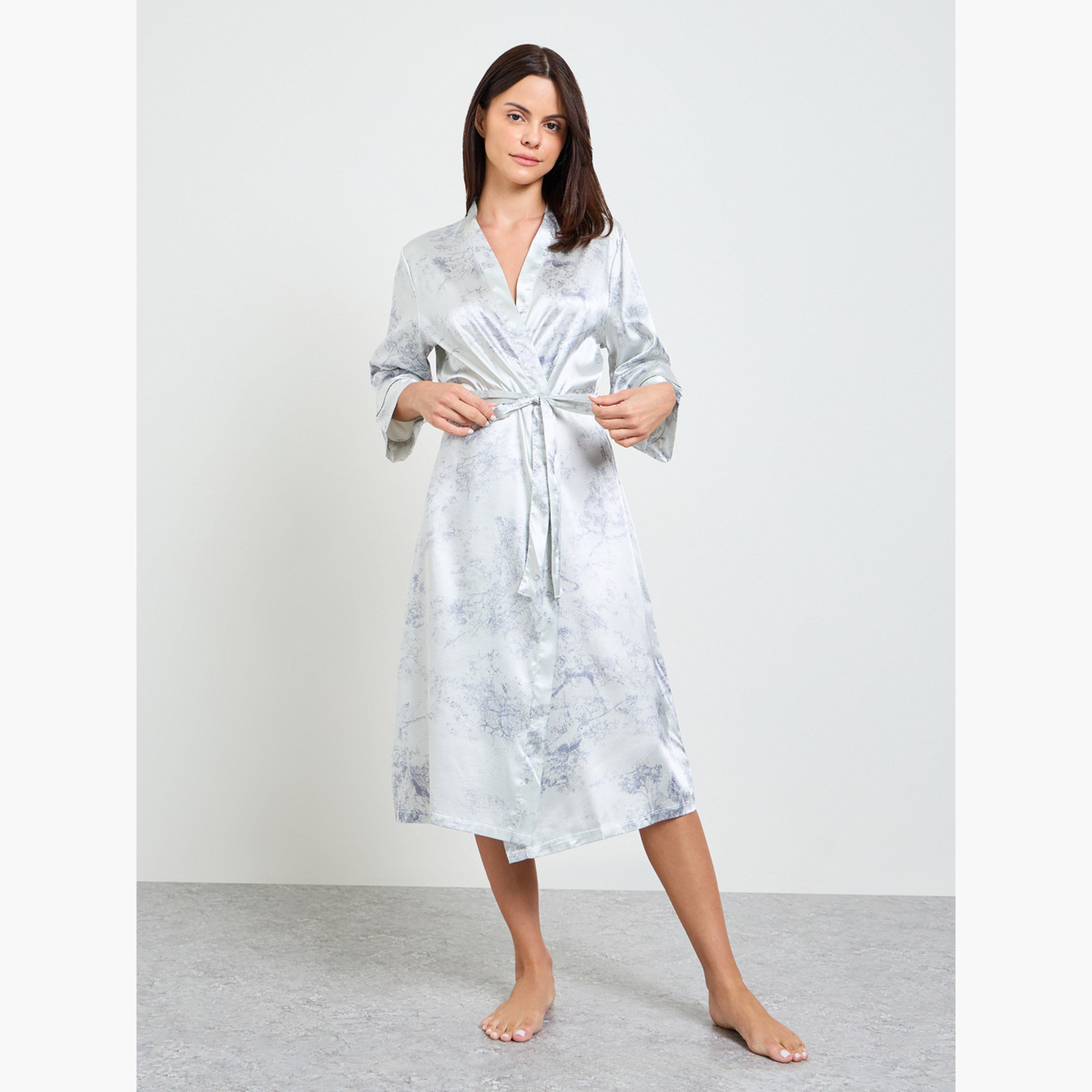 روب ساتان بأكمام ثلاثة أرباع-women-clothing-nightwear-robes-image-2