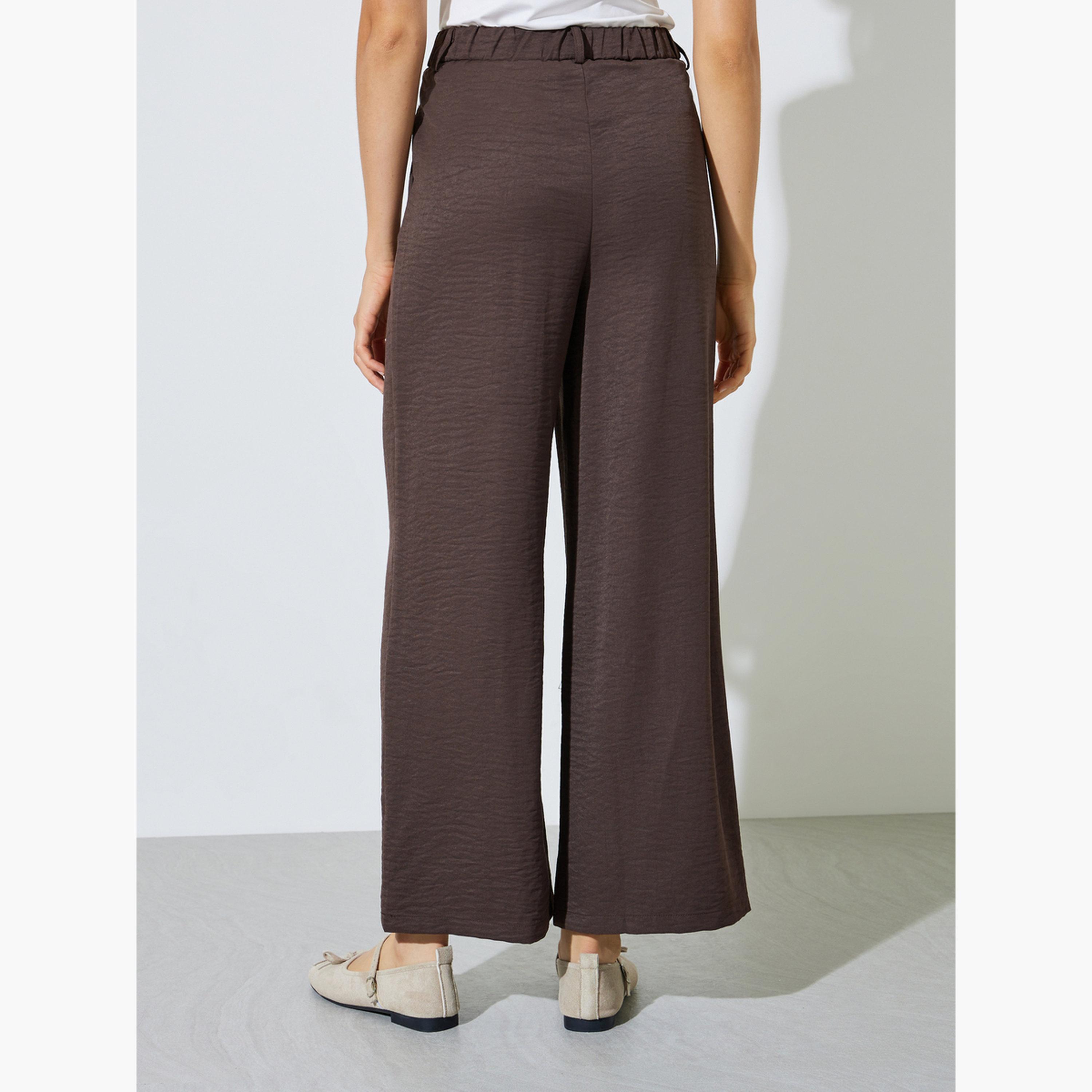بنطال بأرجل واسعة مع جيب جانبي-women-clothing-trousers-image-4