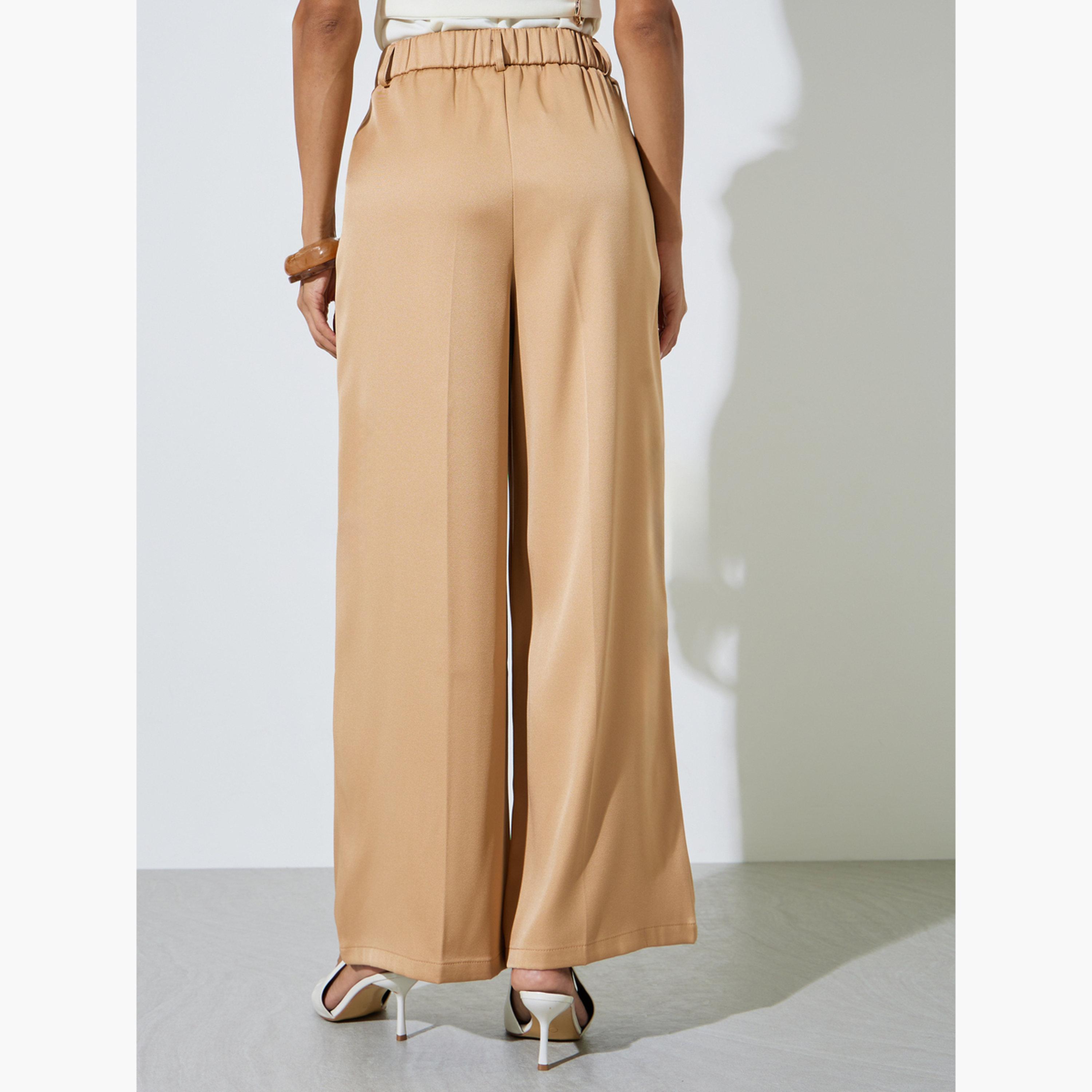 بنطال رسمي بكسرات وأرجل واسعة-women-clothing-bottoms-joggers-image-4