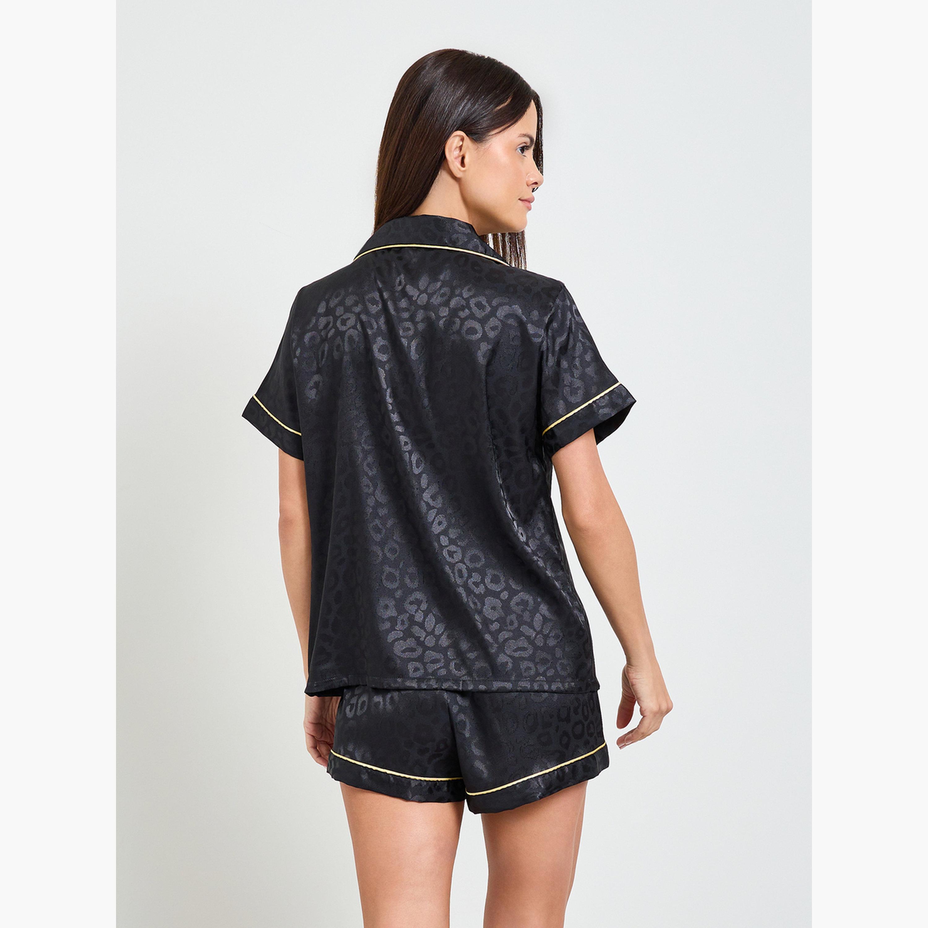 مجموعة من شورت وقميص ساتان بنمط حيوانات-women-clothing-nightwear-pyjamas-shortsets-image-3