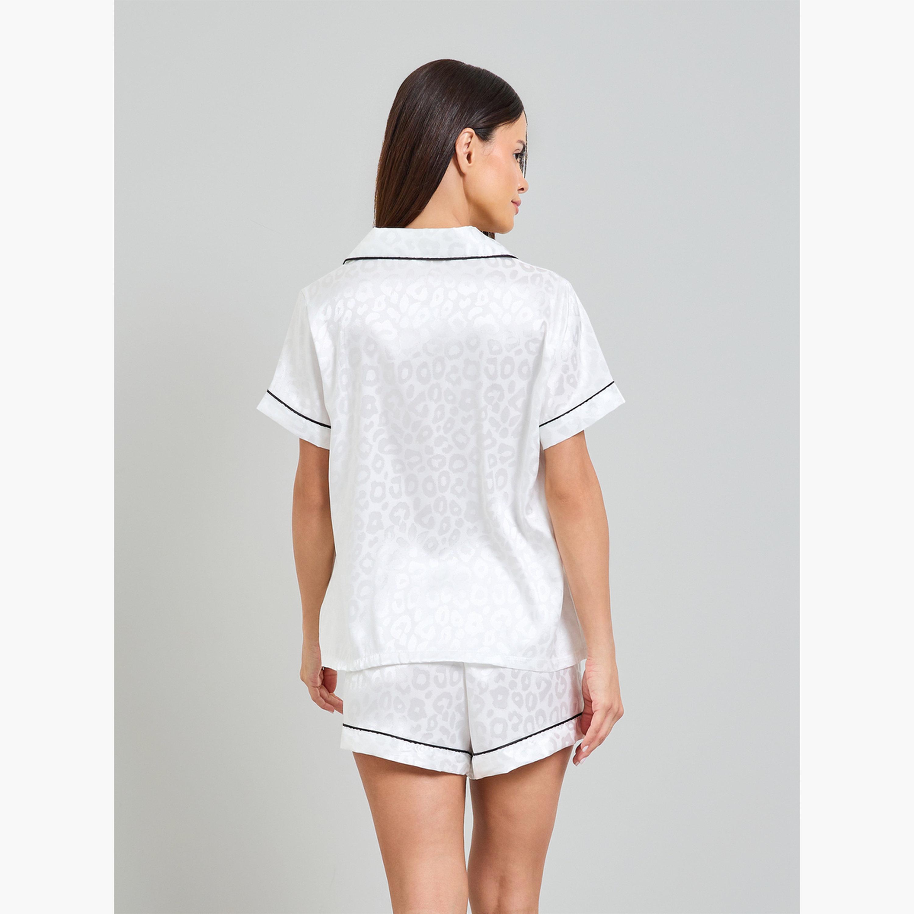 مجموعة من شورت وقميص ساتان بنمط حيوانات-women-clothing-nightwear-pyjamas-shortsets-image-3