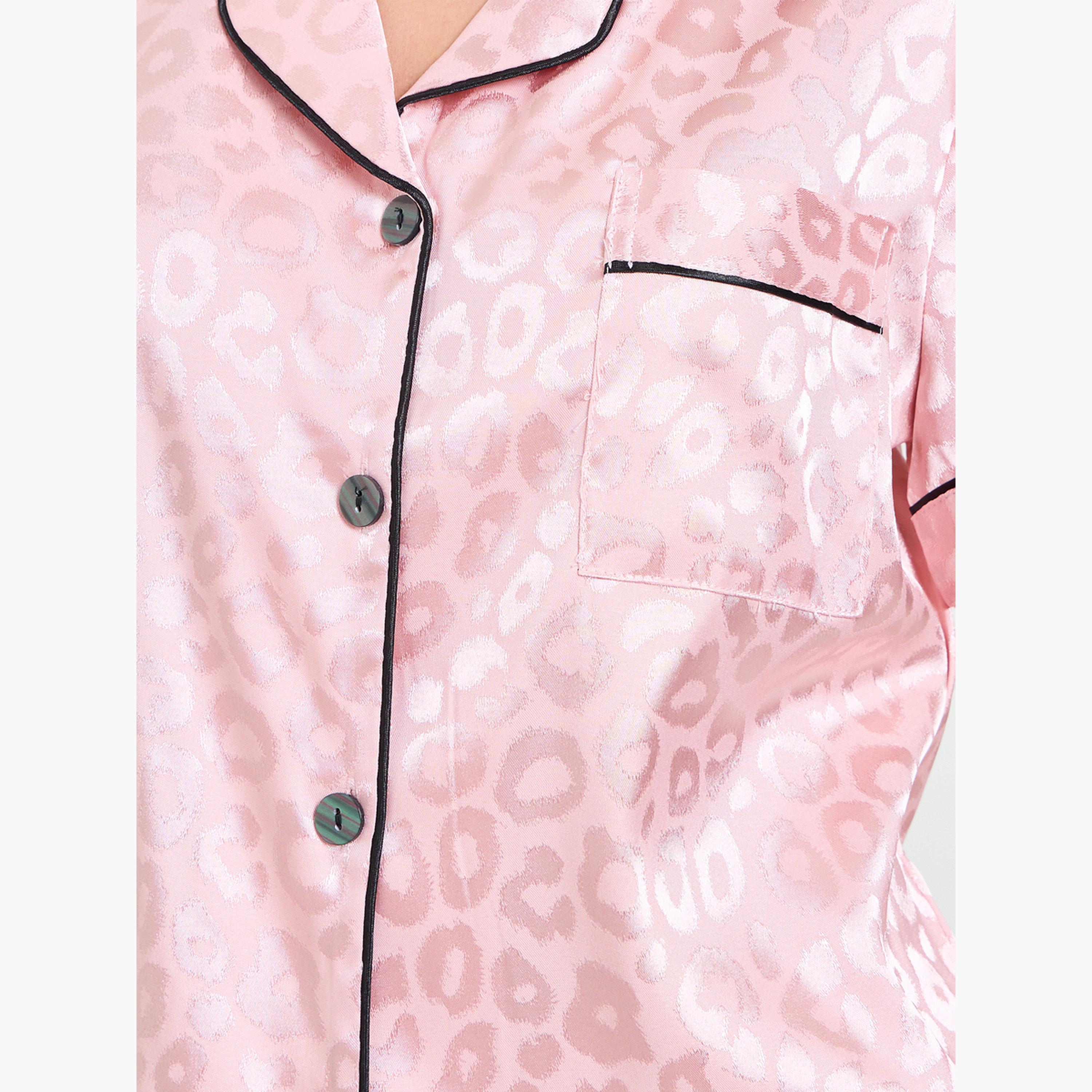 مجموعة من شورت وقميص ساتان بنمط حيوانات-women-clothing-nightwear-pyjamas-shortsets-image-5