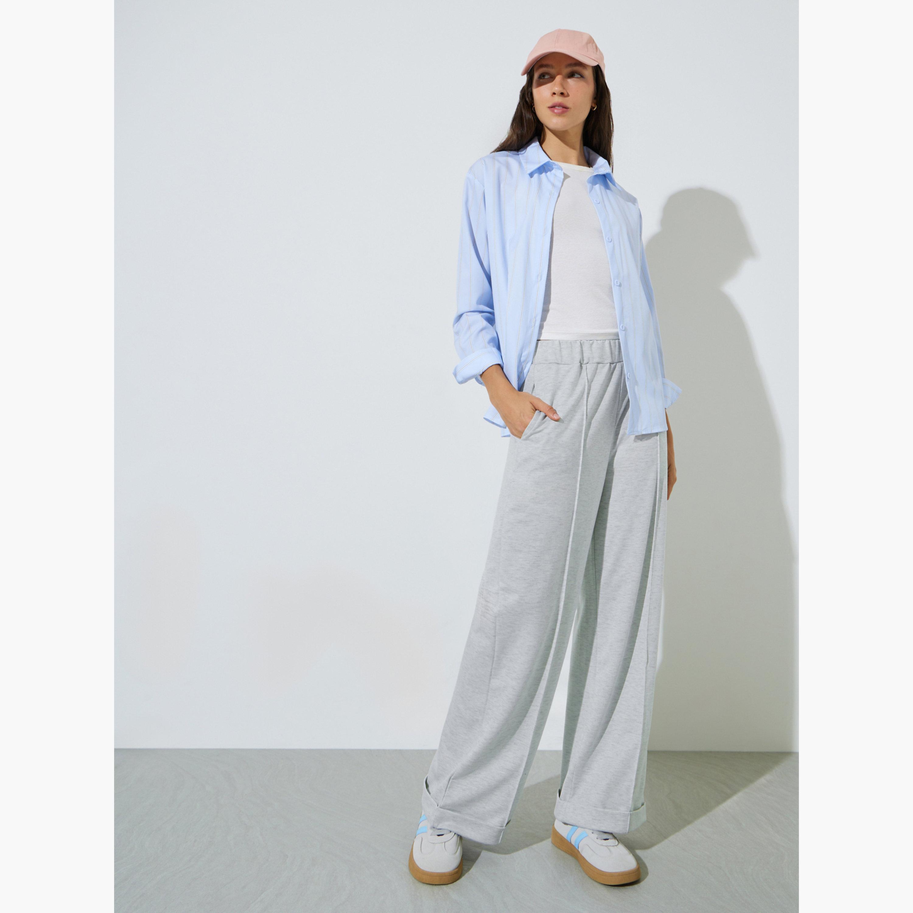 جوغر سادة بأرجل واسعة-women-clothing-joggers-image-2