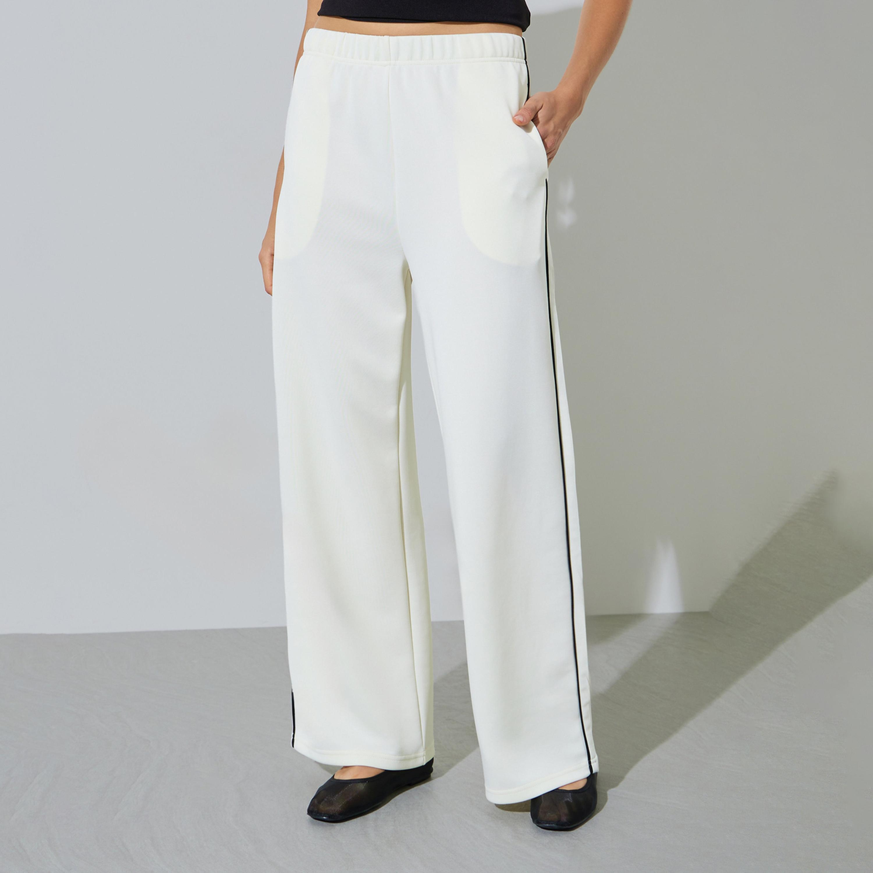 جوغر بأرجل واسعة مع تفاصيل شريط جانبي-women-clothing-joggers-image-1