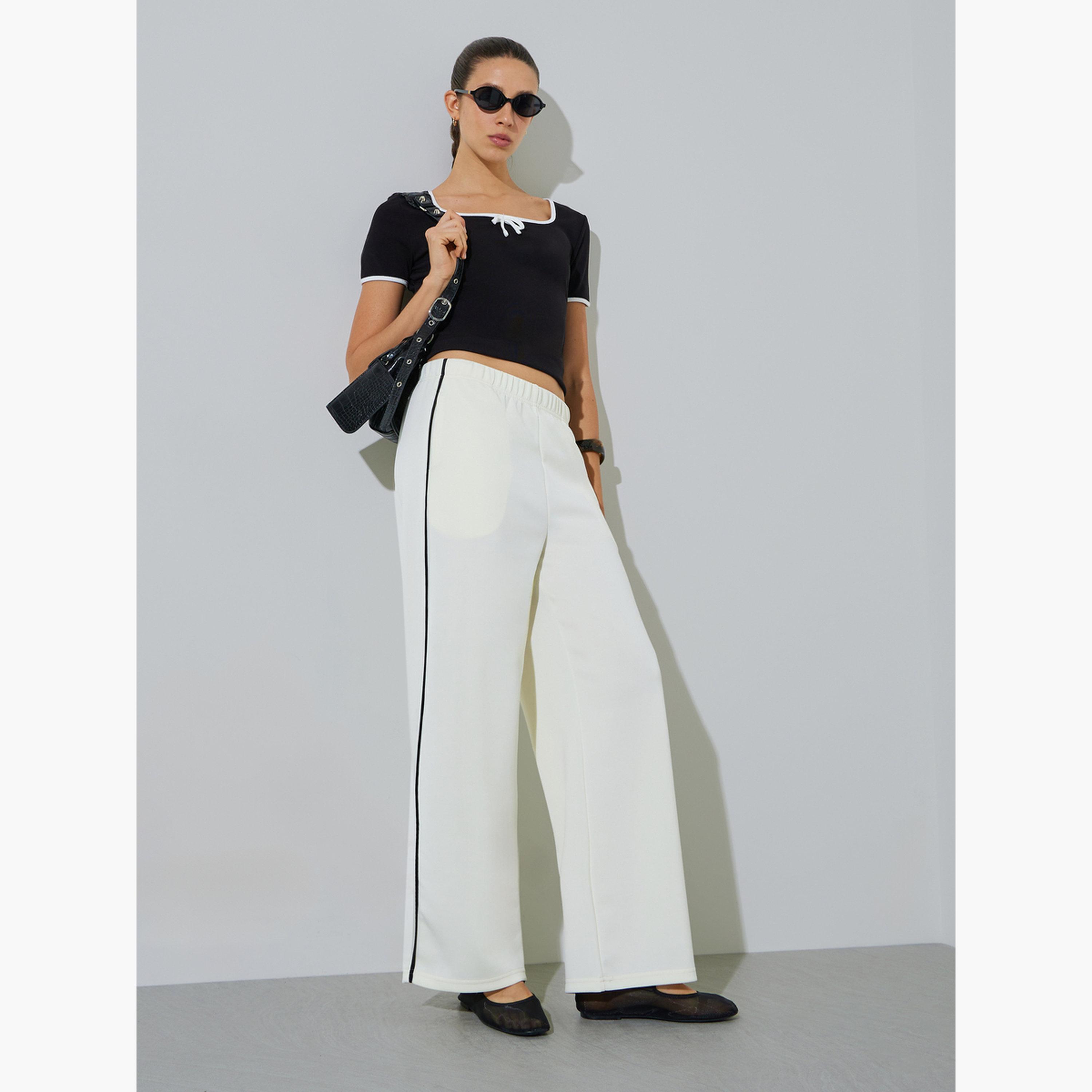 جوغر بأرجل واسعة مع تفاصيل شريط جانبي-women-clothing-joggers-image-2