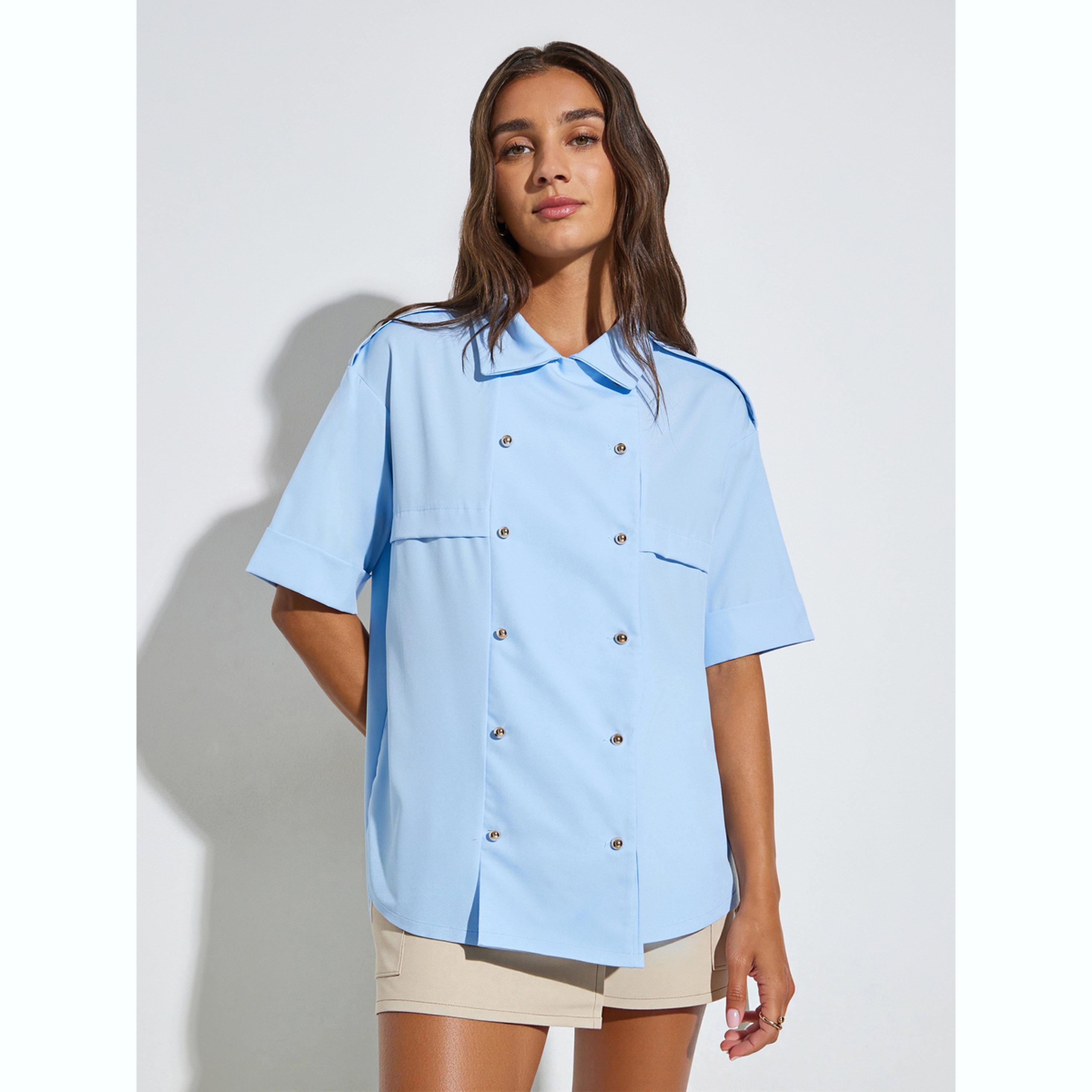 بلوزة واسعة بأكمام قصيرة-women-clothing-shirtsandblouses-blouses-image-1