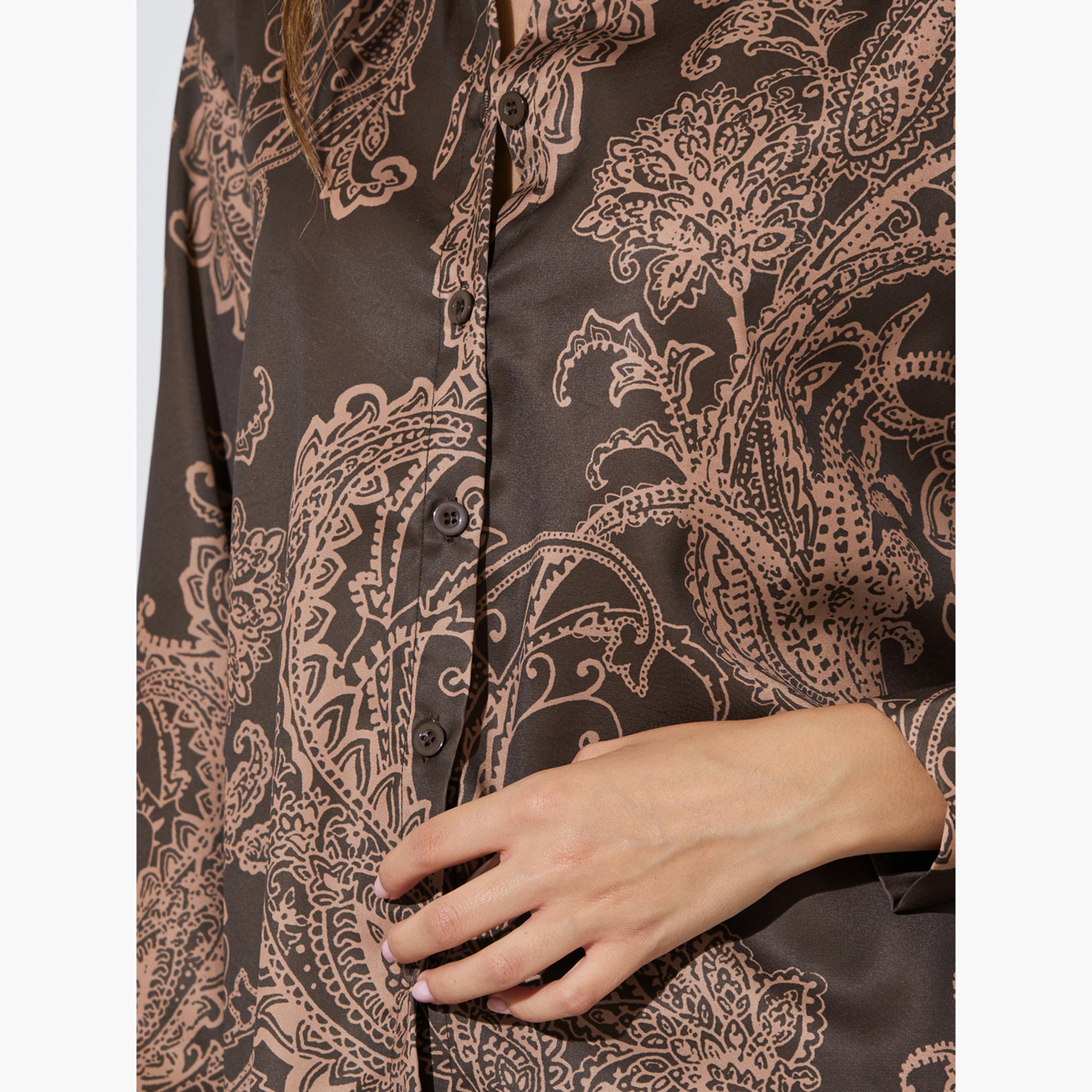 طقم منسق من بنطال وقميص بأكمام طويلة وطبعة-women-clothing-coordsets-image-5