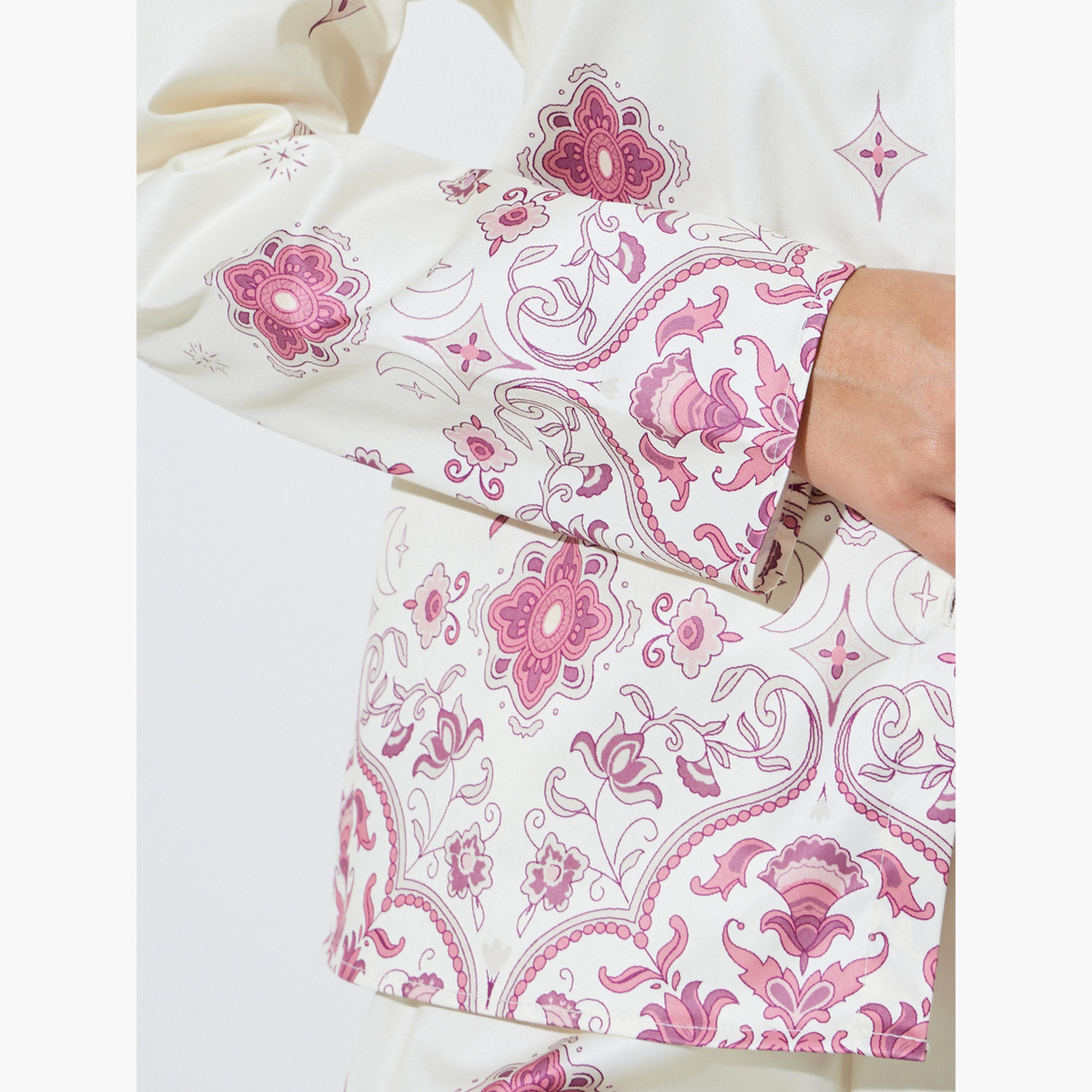 طقم منسق من بنطال بأرجل واسعة وبلوزة مطبوعة-women-clothing-coordsets-image-5