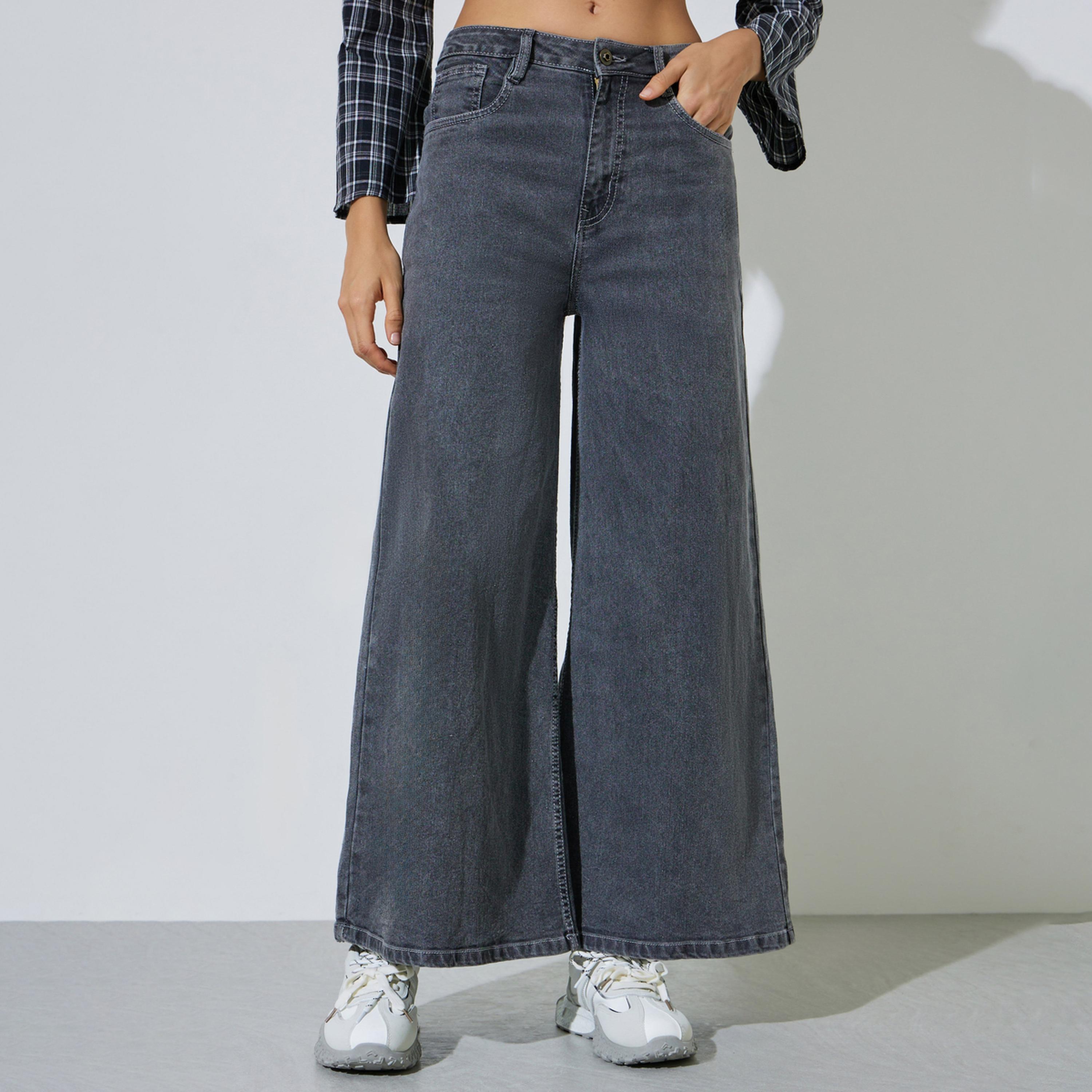 Styli Grey Mid-Rise Flared Leg Jeans-women-clothing-bottoms-jeans-image-1