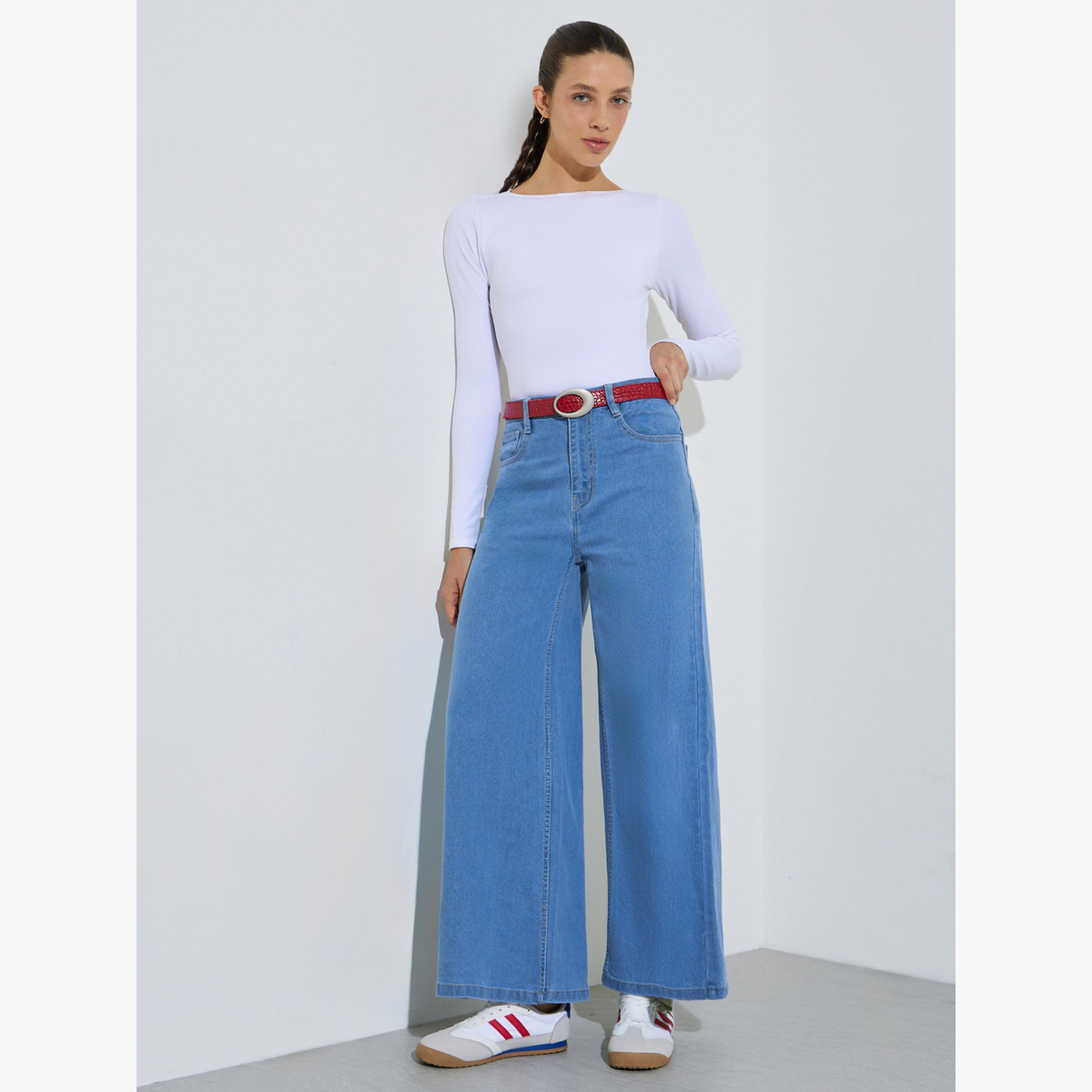 Styli Blue Mid-Rise Flared Leg Jeans-women-clothing-bottoms-jeans-image-2