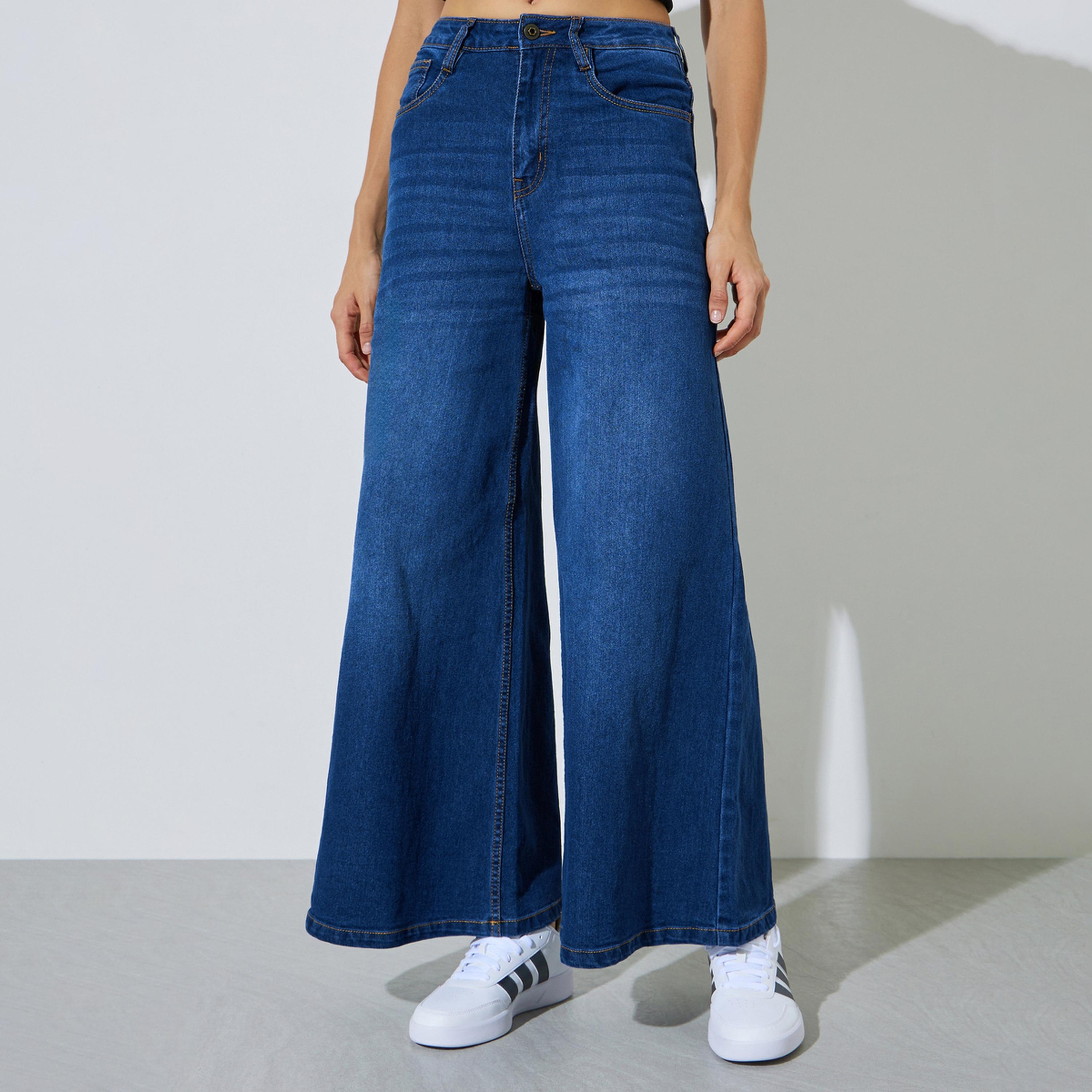 Styli Dark Blue Mid-Rise Flared Leg Jeans-women-clothing-bottoms-jeans-image-1