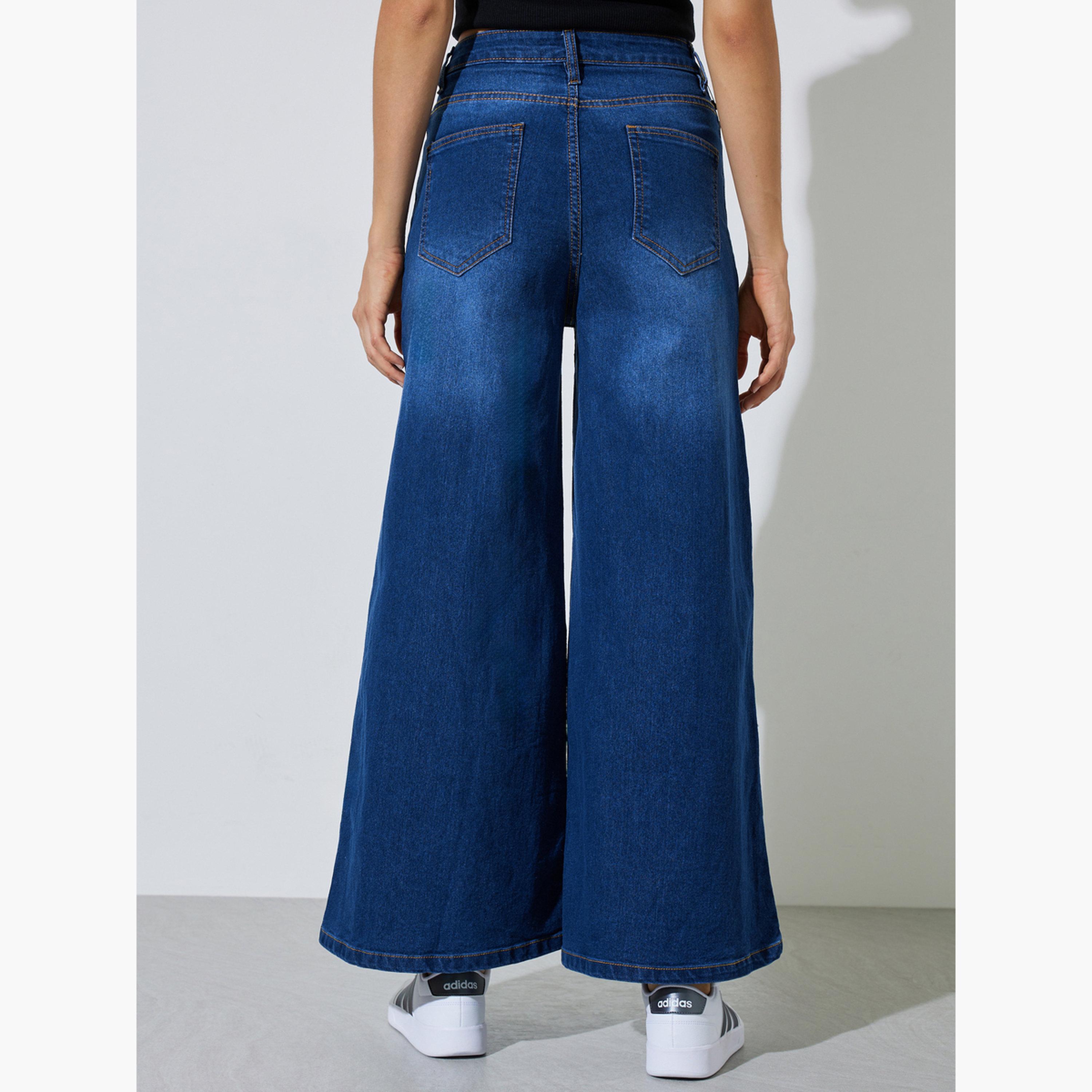 Styli Dark Blue Mid-Rise Flared Leg Jeans-women-clothing-bottoms-jeans-image-4
