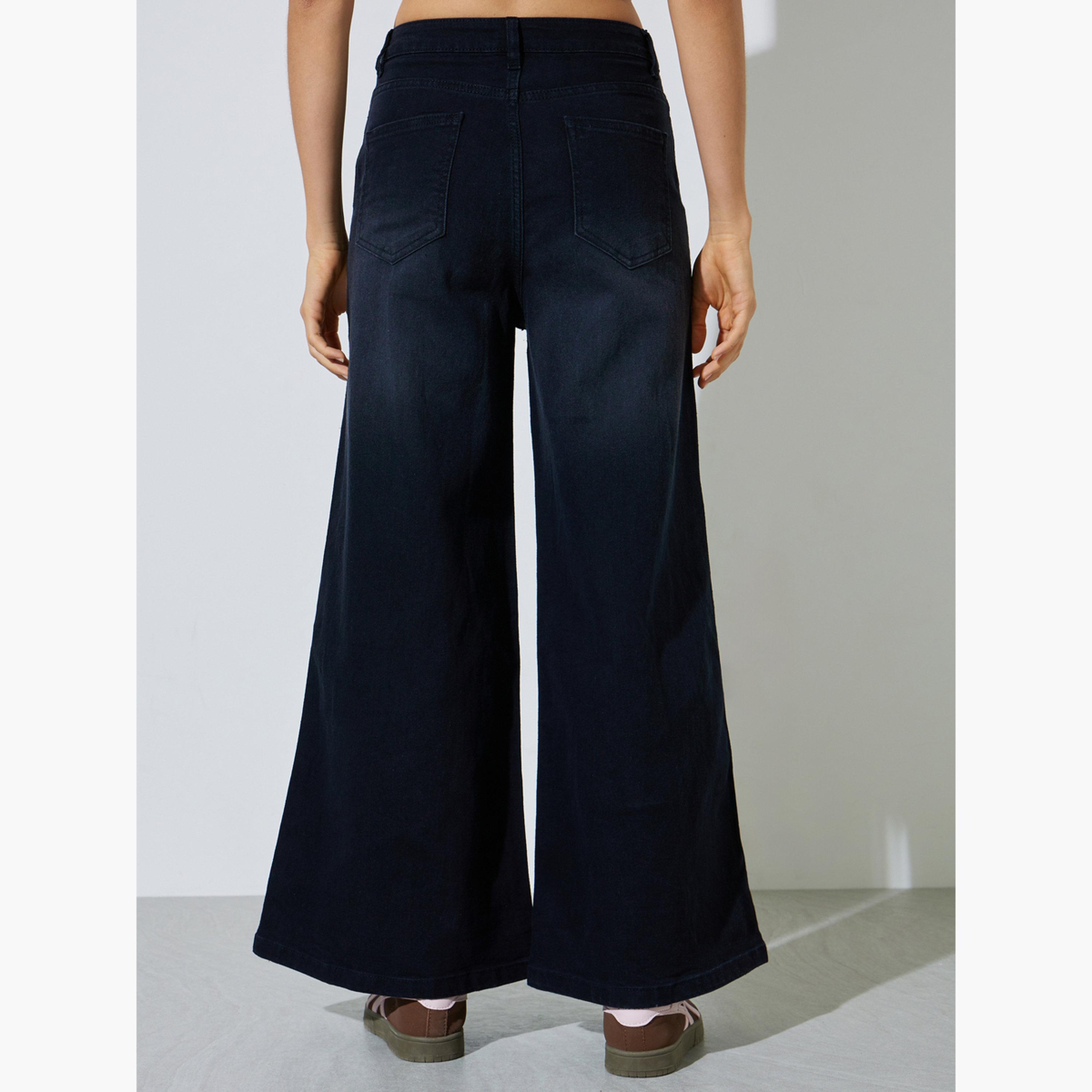 Styli Dark Blue Mid-Rise Flared Leg Jeans-women-clothing-bottoms-jeans-image-4