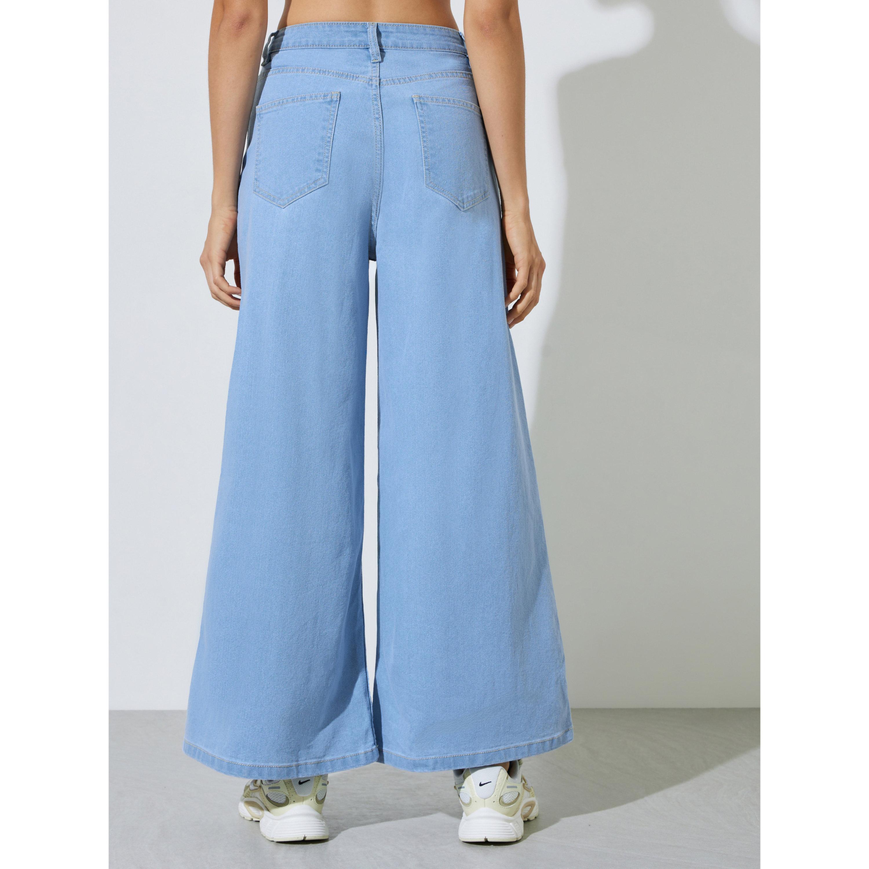 جينز بفتحة واسعة وخصر متوسط باللون الأزرق الفاتح-women-clothing-jeans-image-4