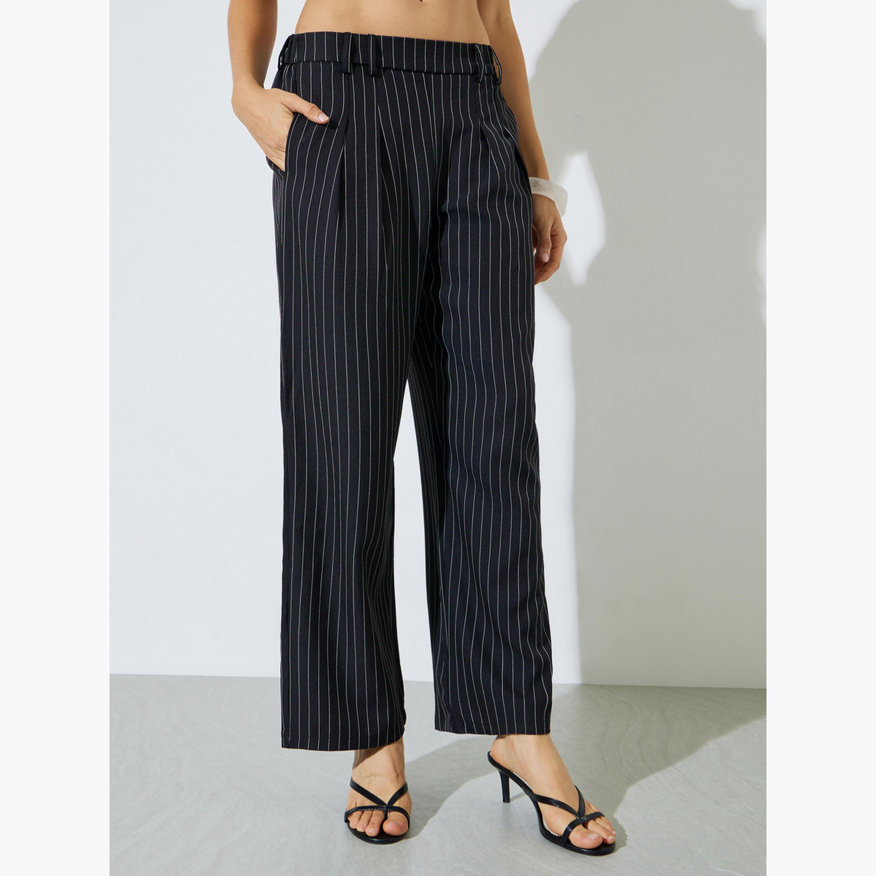 Styli Black Striped Waistcoat and Trousers Co-ord Set-women-clothing-coordsets-image-4