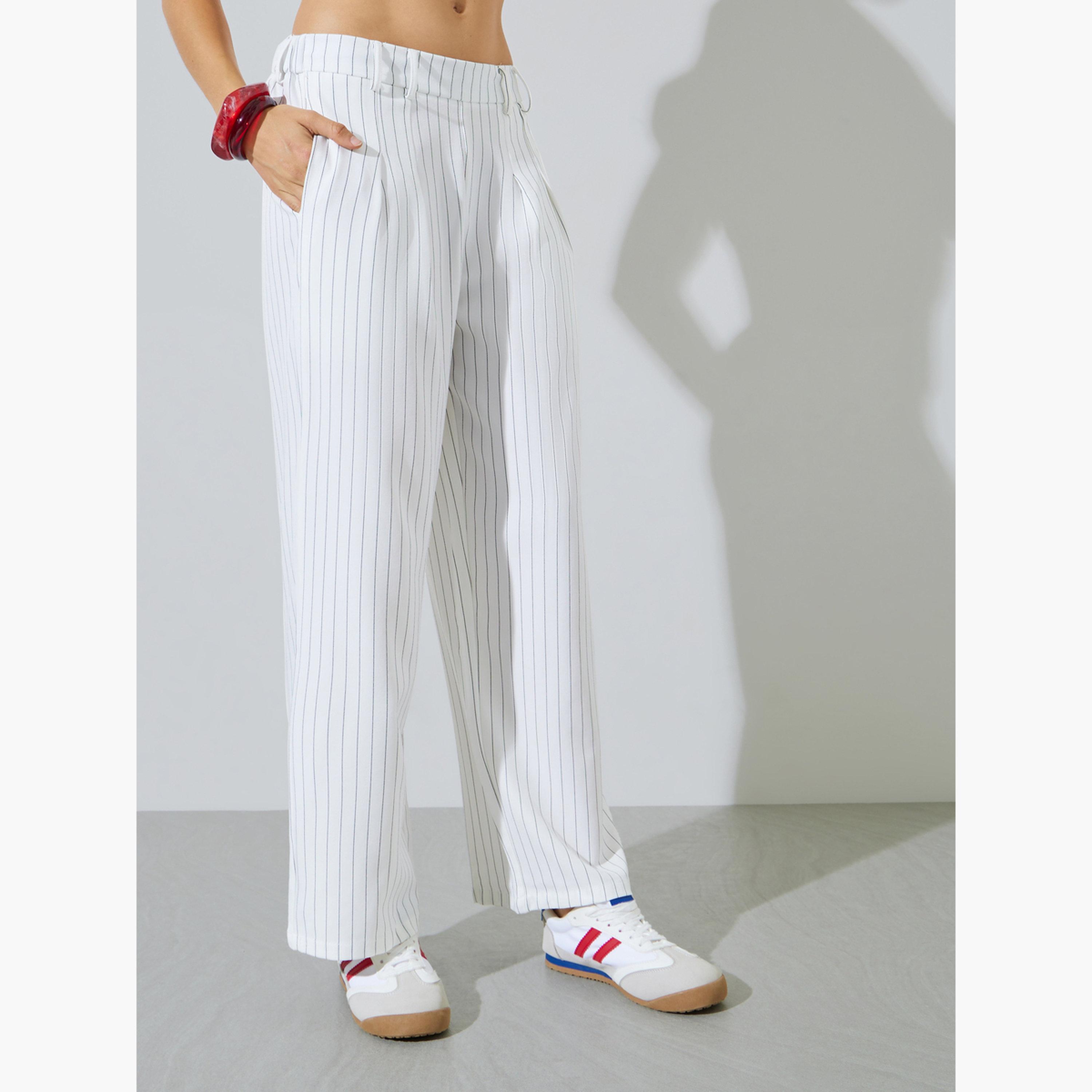 Styli Off White Striped Waistcoat and Trousers Co-ord Set-women-clothing-coordsets-image-4