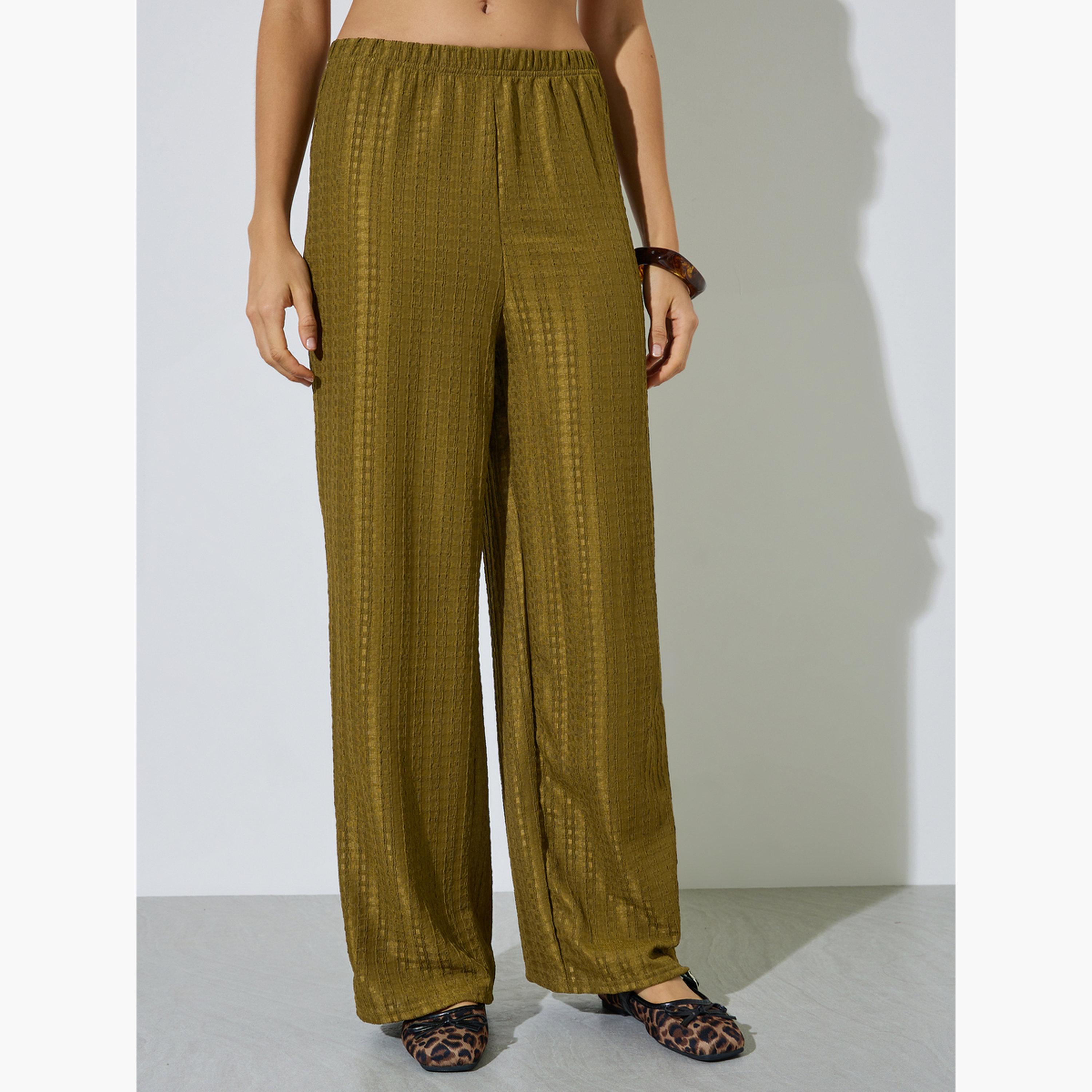 Styli Olive Sleeveless Textured Top and Trousers Co-ord Set-women-clothing-coordsets-image-5