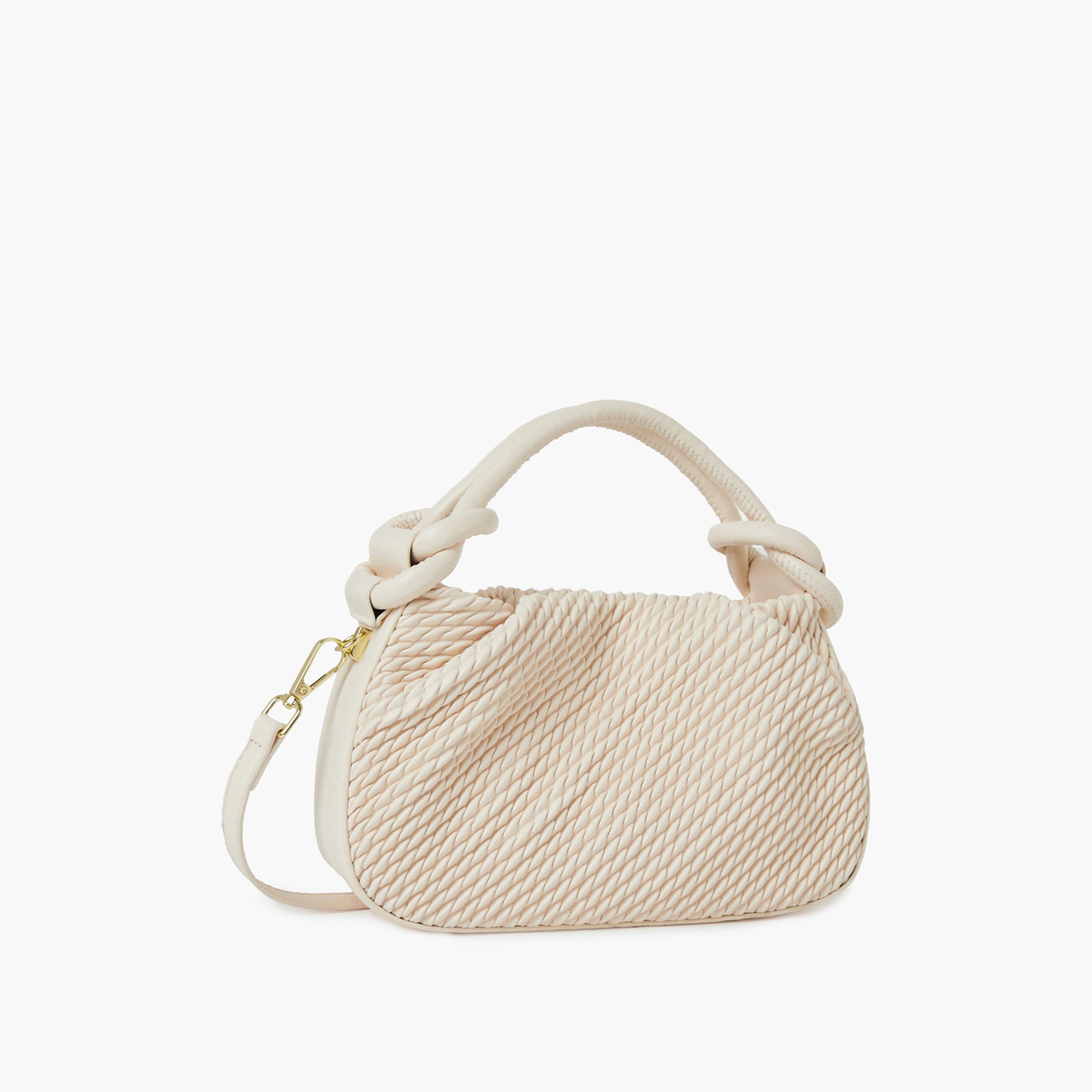 Styli Textured Handbag with Top Handle-women-bagsandwallets-handbags-image-1