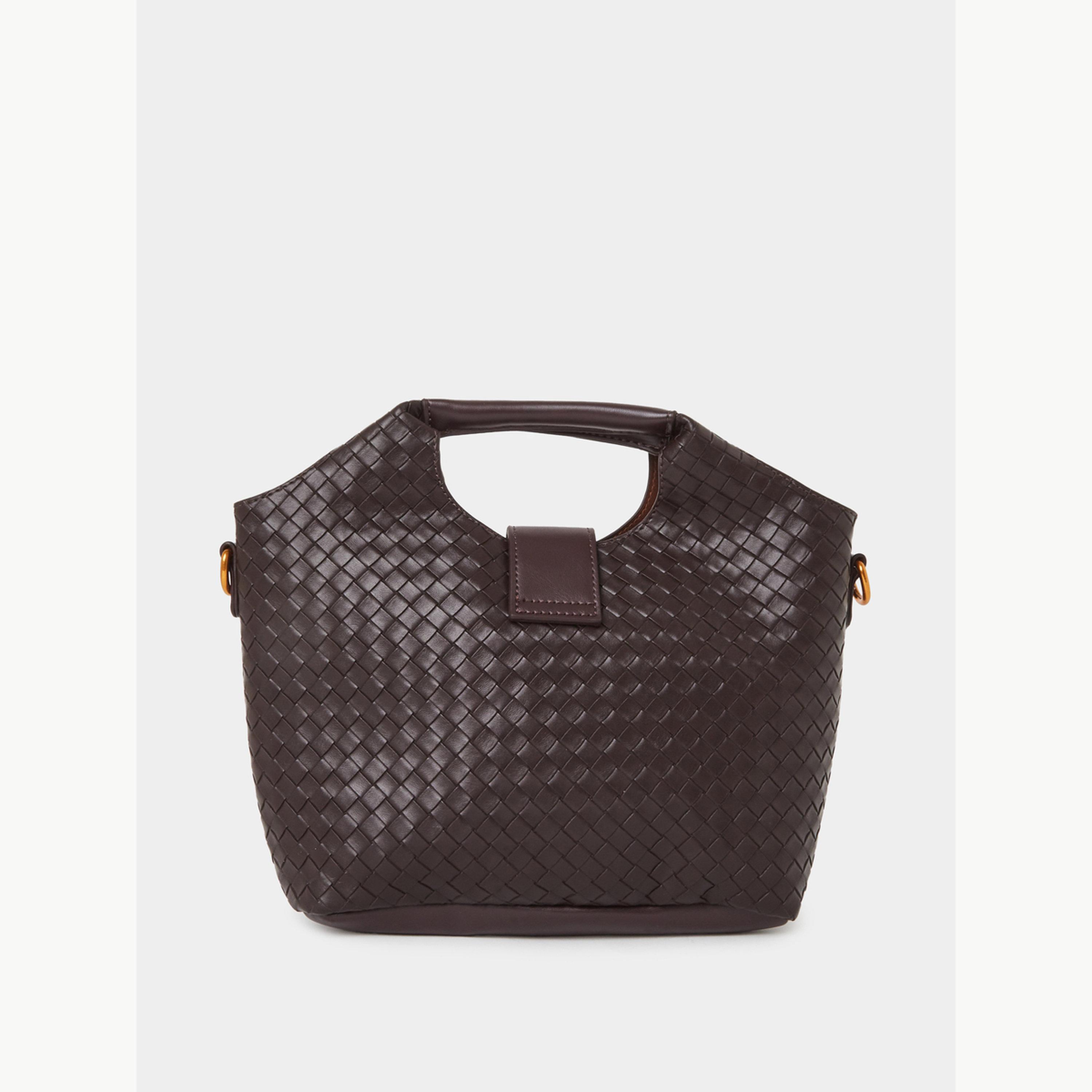 شنطة يد منسوجة بتفاصيل بارزة الملمس وقفل دوار-women-bagsandwallets-handbags-image-2